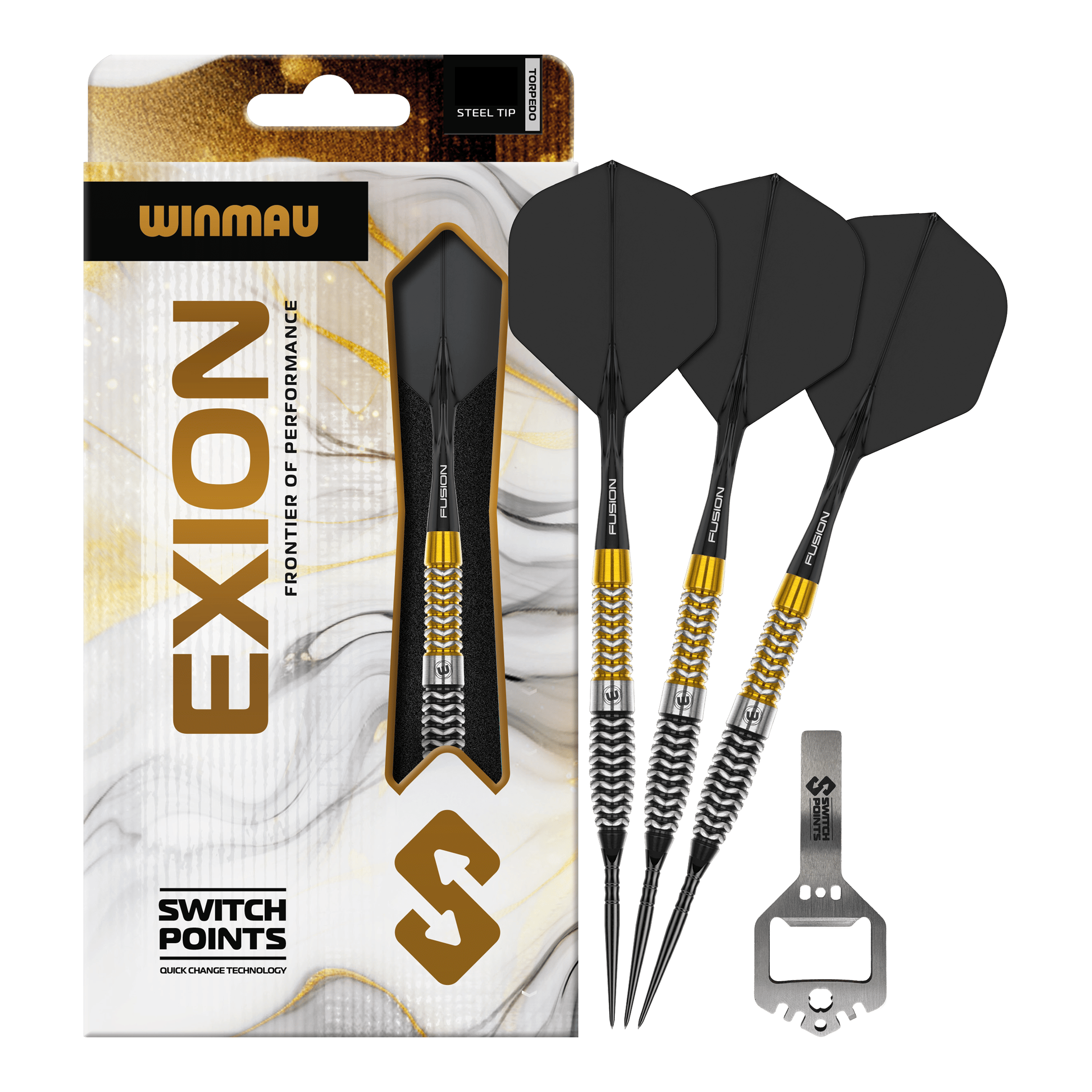 Points de commutation de torpilles Winmau Exion Steeldarts Das Bild zeigt vermutlich Winmau Exion Torpedo Switch Points Steeldarts in voller Ansicht. Es handelt sich um ein Dartprodukt für Dartspieler.