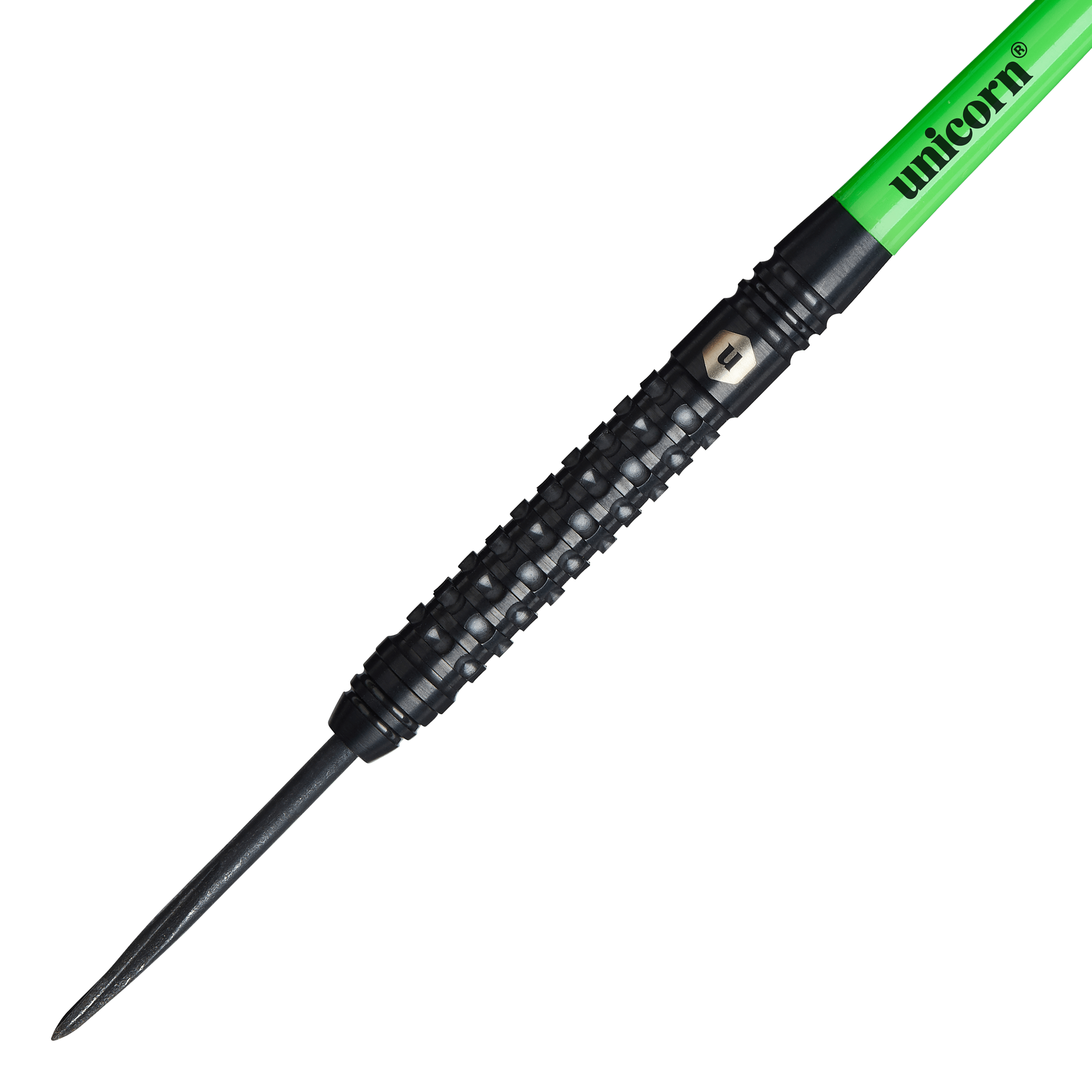 Fléchettes en acier Unicorn Wraith Unicorn Wraith Steeldarts sind als Set angeordnet. Die Barrels sind auffällig gestaltet.