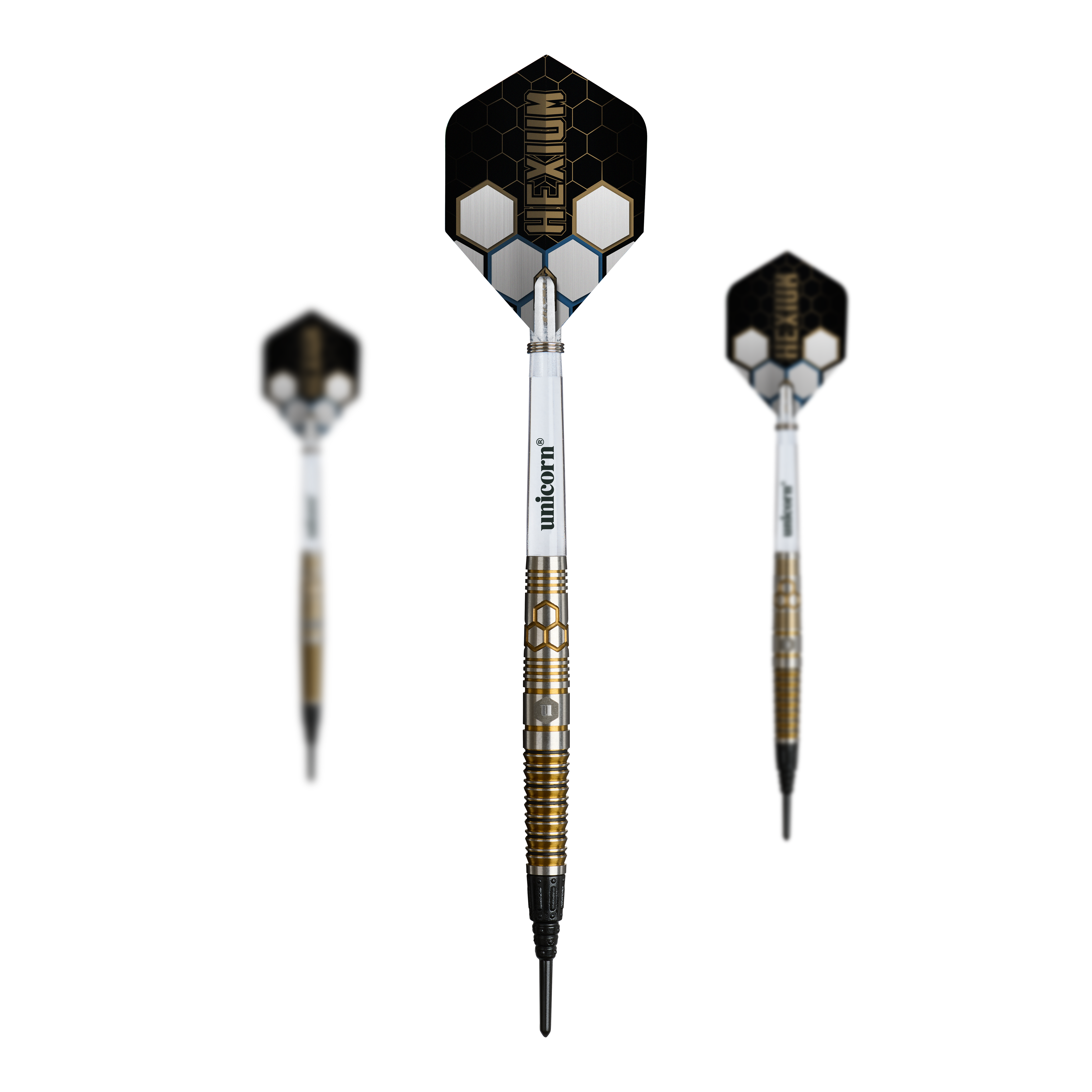 Fléchettes souples Unicorn Hexium Style 03 Or et Noir - 23 g