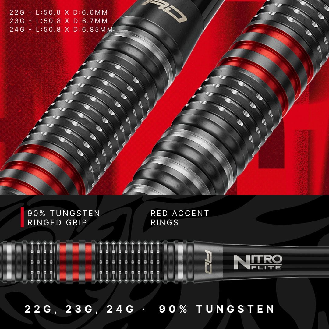 Fléchettes en acier Red Dragon Jonny Clayton RD-PRO Switch Point Hier sieht man die Red Dragon Jonny Clayton RD-PRO Switch Point Steeldarts. Die Pfeile sind aus Metall und mit schwarzen Elementen versehen.