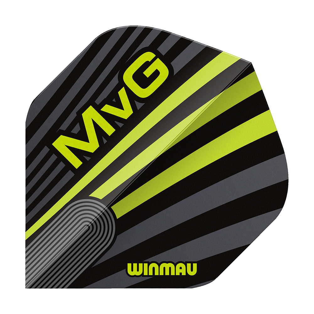 Vols standard Winmau Prism Delta MvG Gris Vert n° 2 Winmau Prism Delta MvG Grey Green No2 Standard Flights sind abgebildet. Das Produkt hat einen auffälligen Look.