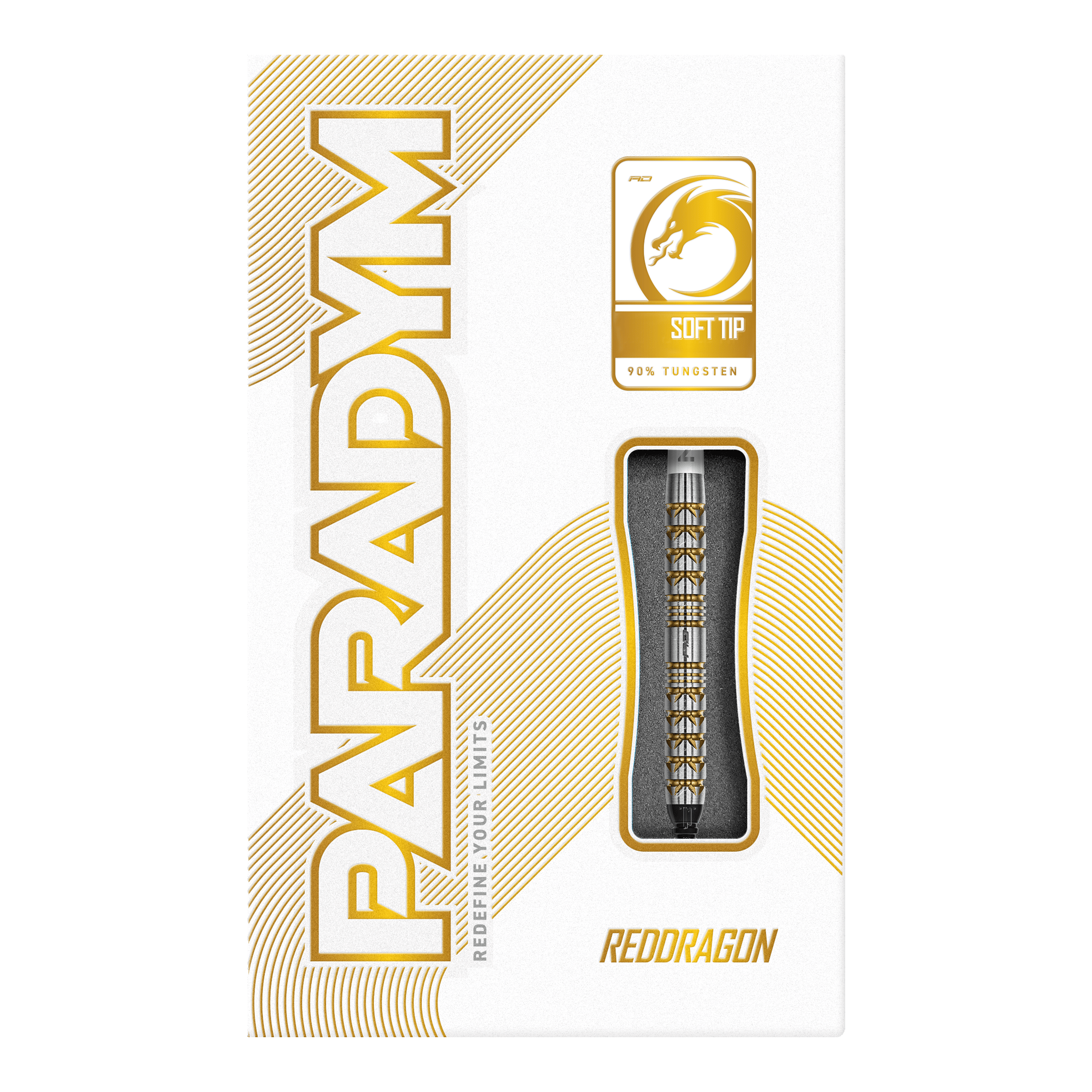 Fléchettes souples Red Dragon Paradym Gold Parallel - 20 g Hier sind die Red Dragon Paradym Gold Parallel Softdarts - 20g abgebildet. Sie zeigen elegante goldene Darts mit parallelem Schaft.