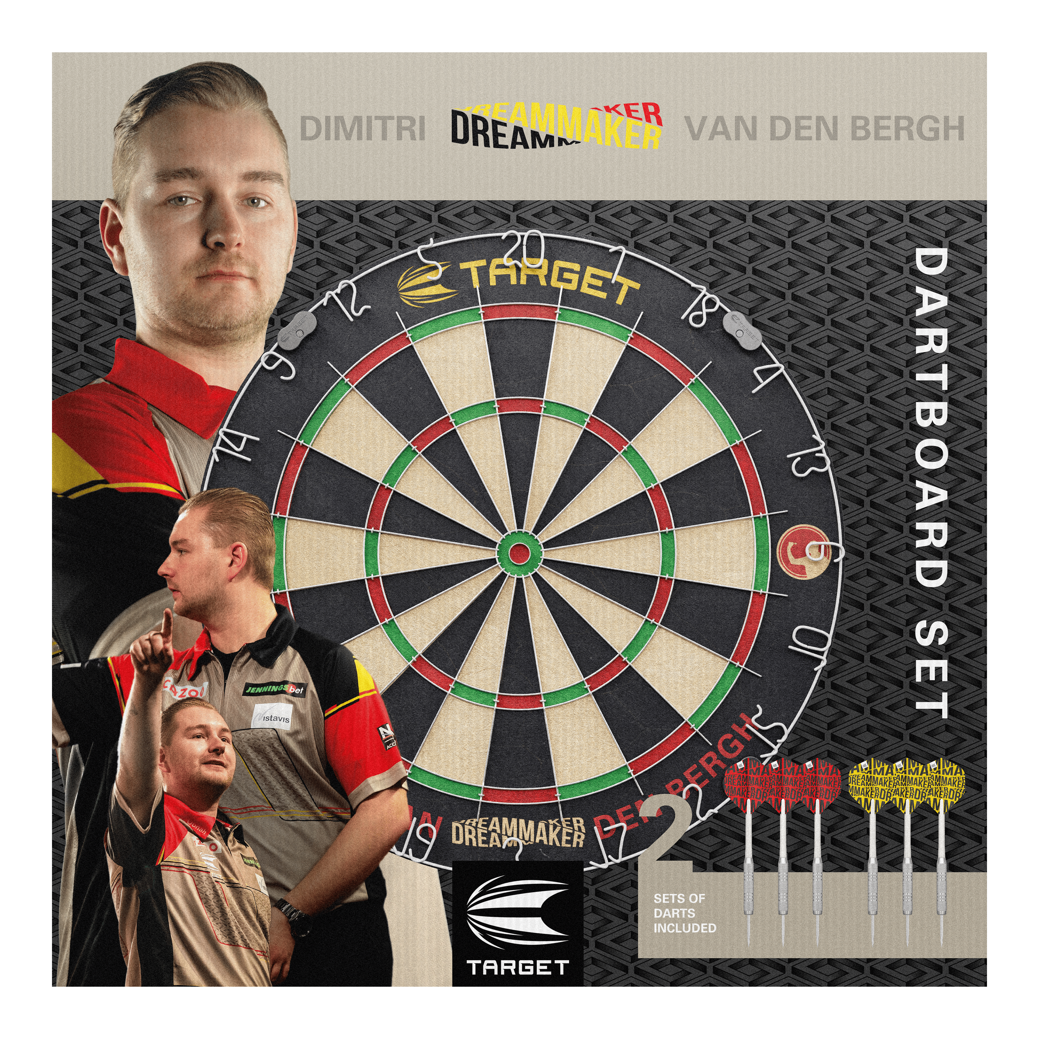 Target Dimitri Van Den Bergh Steeldartboard Set