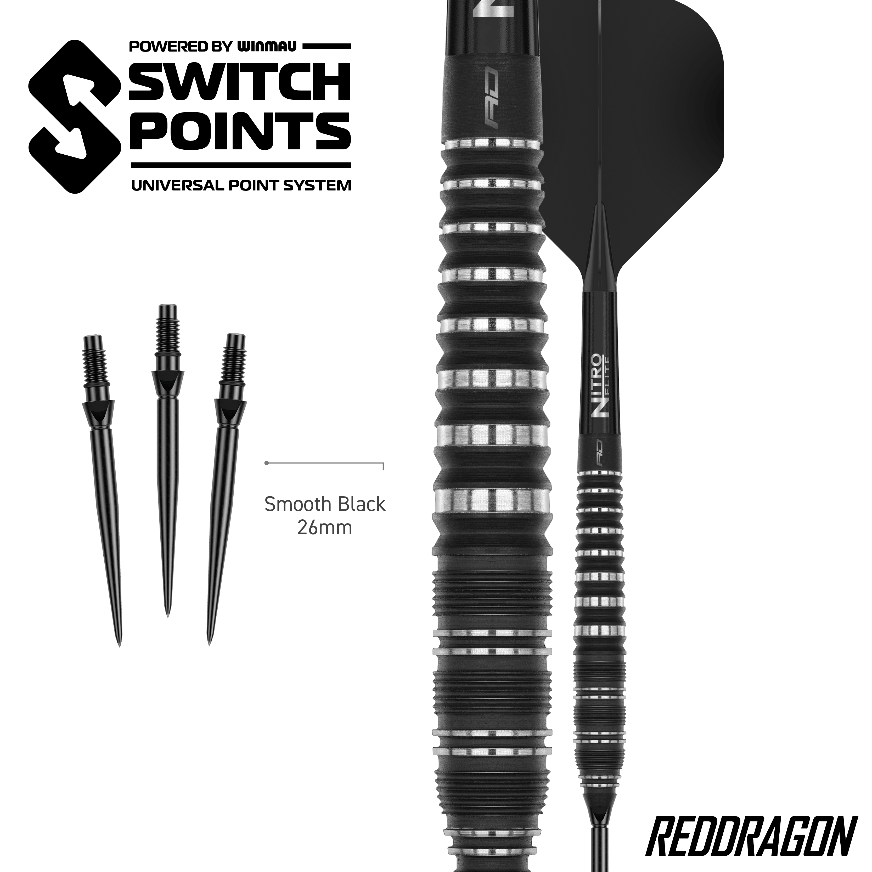 Fléchettes en acier Red Dragon Sable Torpedo Switch Point Zu sehen sind Red Dragon Sable Torpedo Switch Point Steeldarts. Diese Darts bieten gute Griffigkeit und Stabilität beim Wurf.