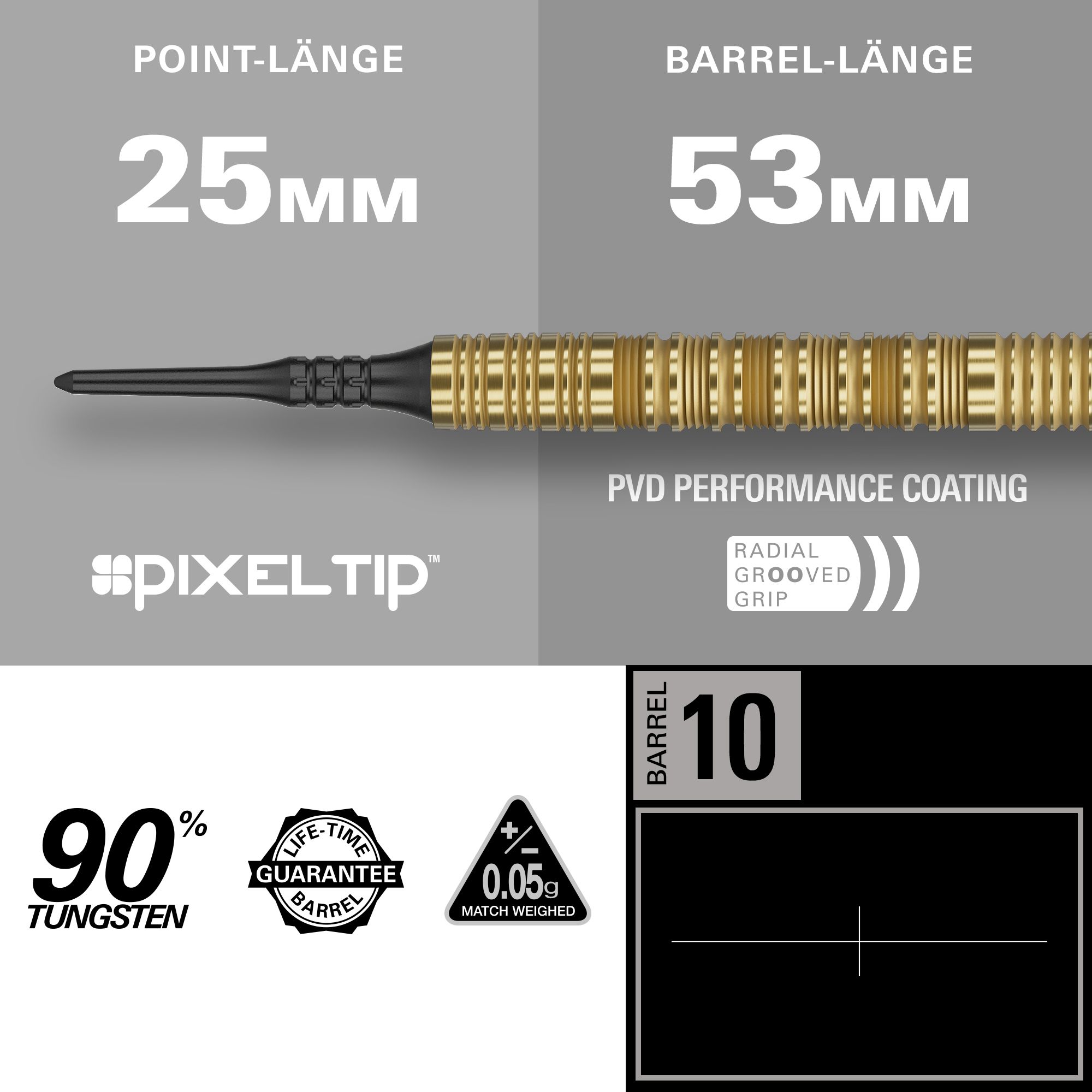 Target Bolide Envy 10 fléchettes souples Zu erkennen sind die Target Bolide Envy 10 Softdarts. Das Produkt eignet sich für Softdart-Spiele.