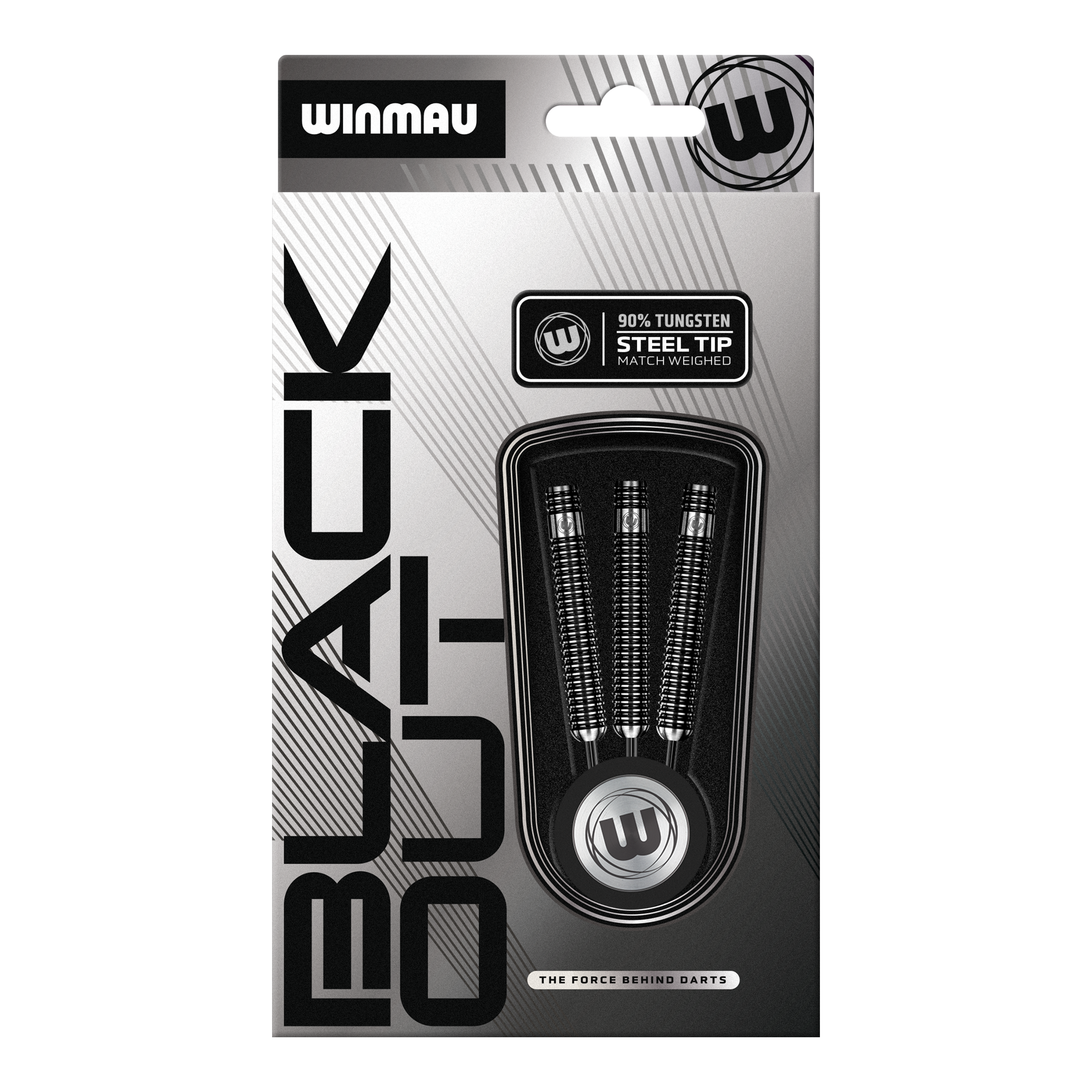 Fléchettes en acier Winmau Blackout Variant 1 Das Bild zeigt die Winmau Blackout Variante 1 Steeldarts. Diese Steeldarts sind aus Tungsten gefertigt und für Präzision entwickelt.