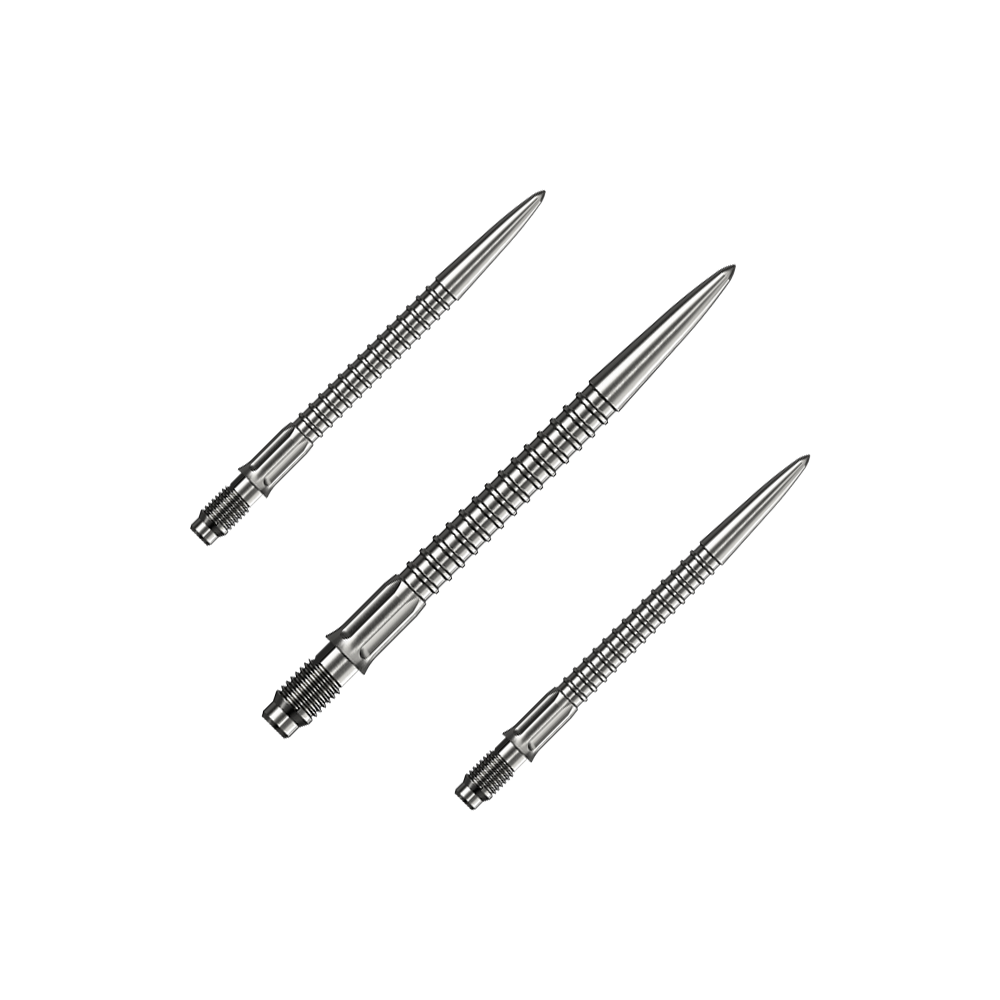 Pointes de fléchettes Mission R2.5 Rapid Point GV1 - Argent Abgebildet ist ein Set Mission R25 Rapid Point GV1 Dartspitzen in Silber mit 30mm Länge. Das Set eignet sich als Zubehör für Dartspieler.