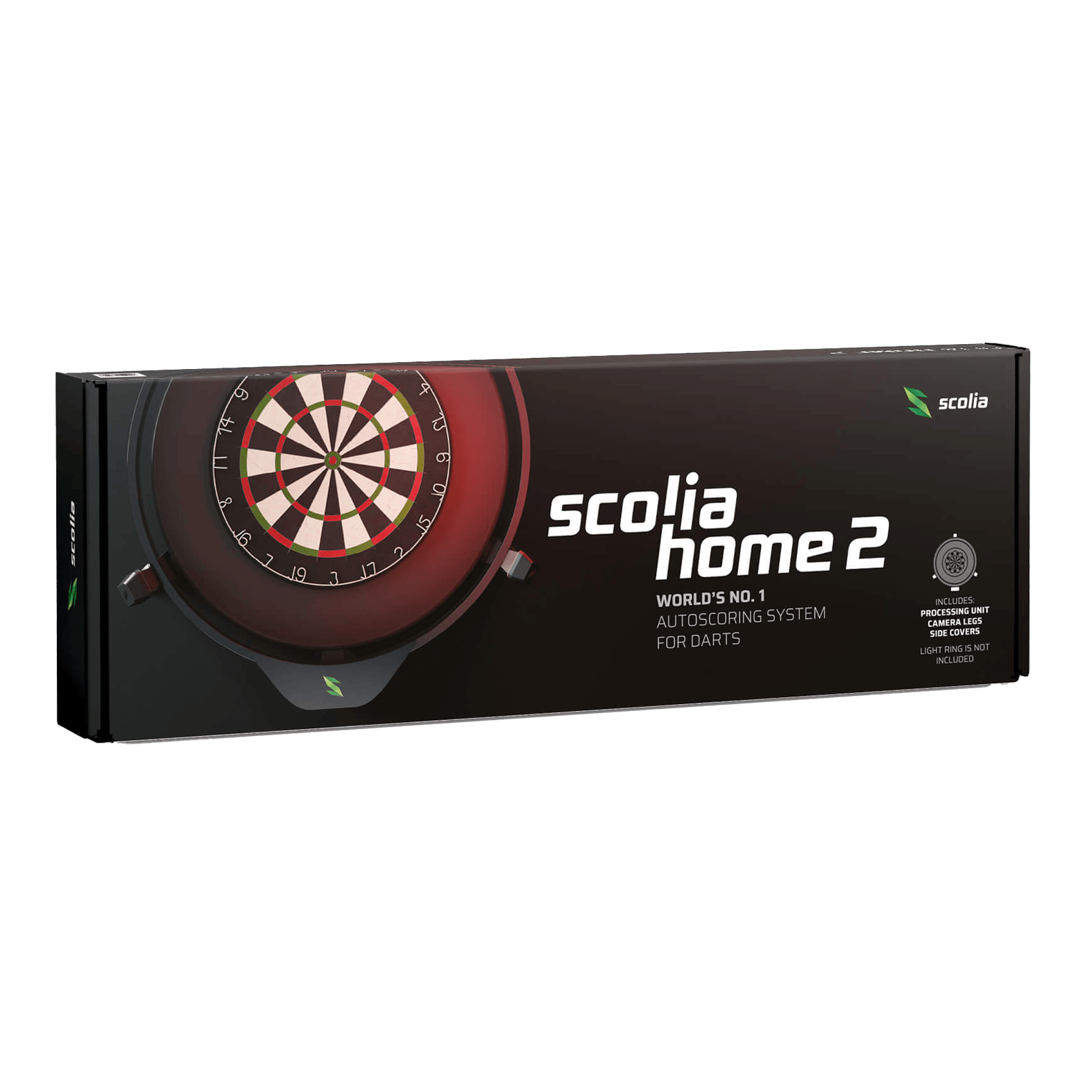 Scolia Home 2 Système de notation électronique automatique 2026 Die Abbildung zeigt die Verpackung des Produkts "Scolia Home 2 Electronic Score System". Es handelt sich um ein automatisches Punktezählsystem für Darts.
