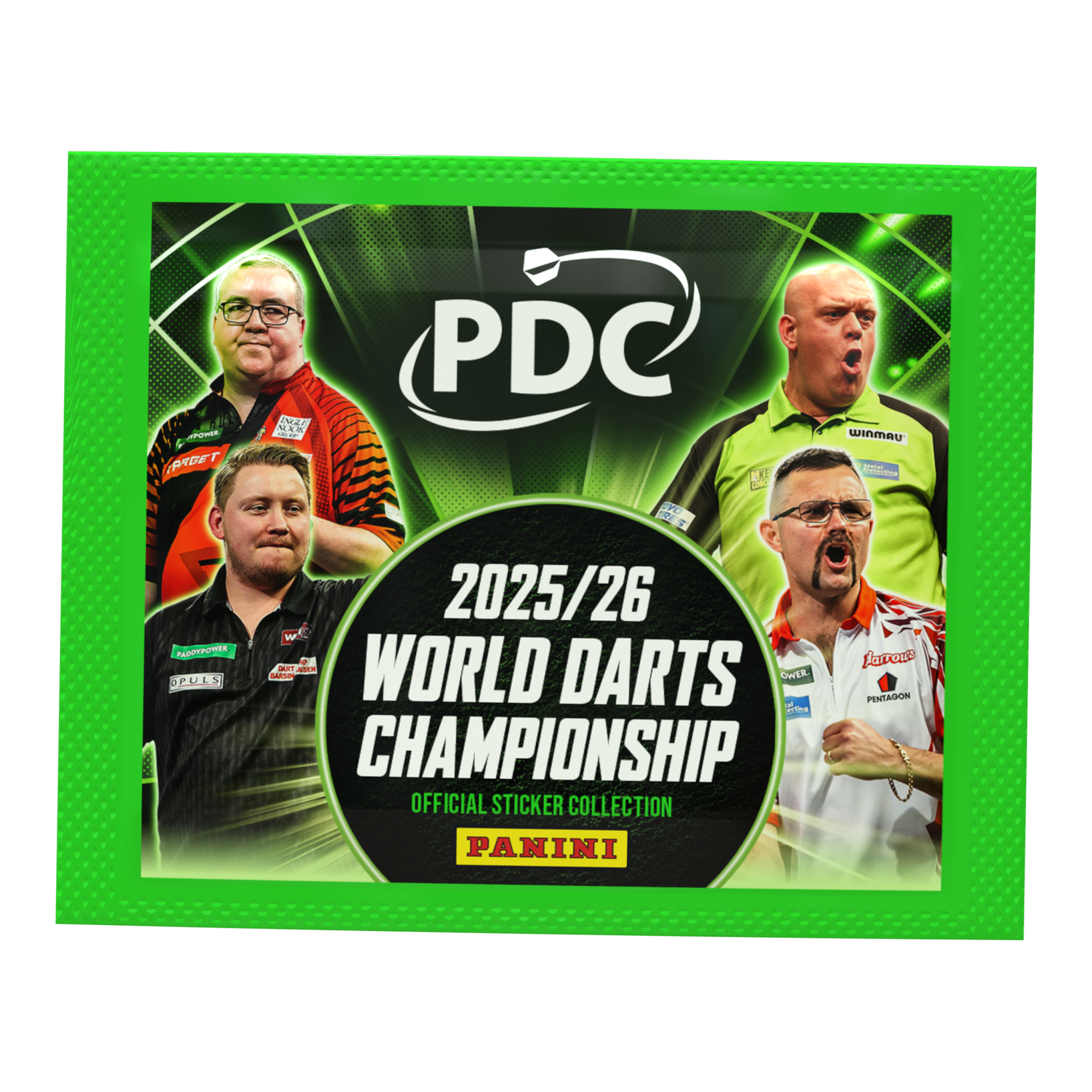Panini PDC Championnat du monde de fléchettes 2025/26 - Pack d'autocollants Panini PDC World Darts Championship 2025/26 - Sticker Pack. Das Paket enthält Sticker zur Darts-Weltmeisterschaft 2025/26.