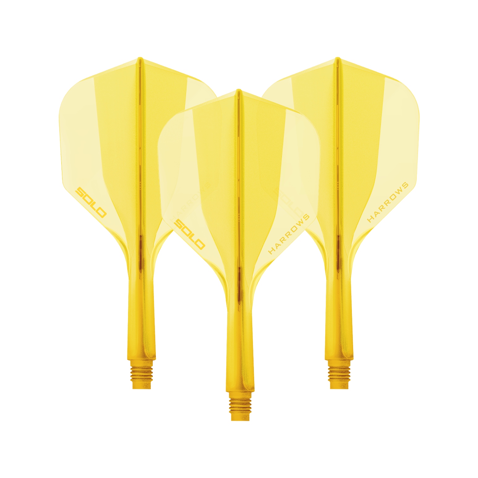 Système de flèche Harrows Solo No6 - Jaune Ein gelbes Harrows Solo No6 Flight Shaft System, 20mm lang. Das Bild zeigt ein Dart Shaft Set in leuchtendem Gelb.
