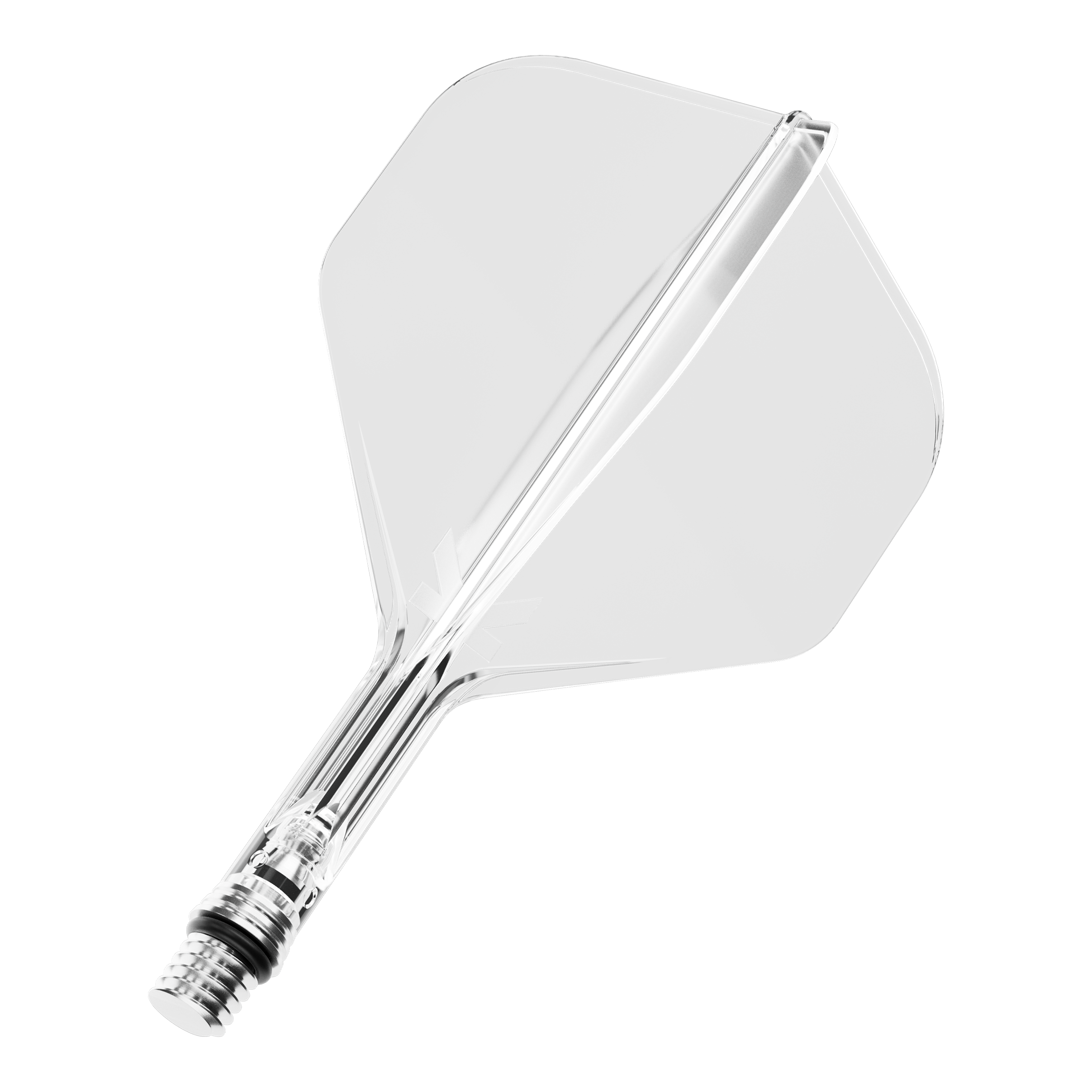 Volets standard Target K-Shift n° 2 - Transparent Zu sehen ist ein klarer Dart-Flügel in Standardform No.2. Dieses Flight ist 19 mm lang.