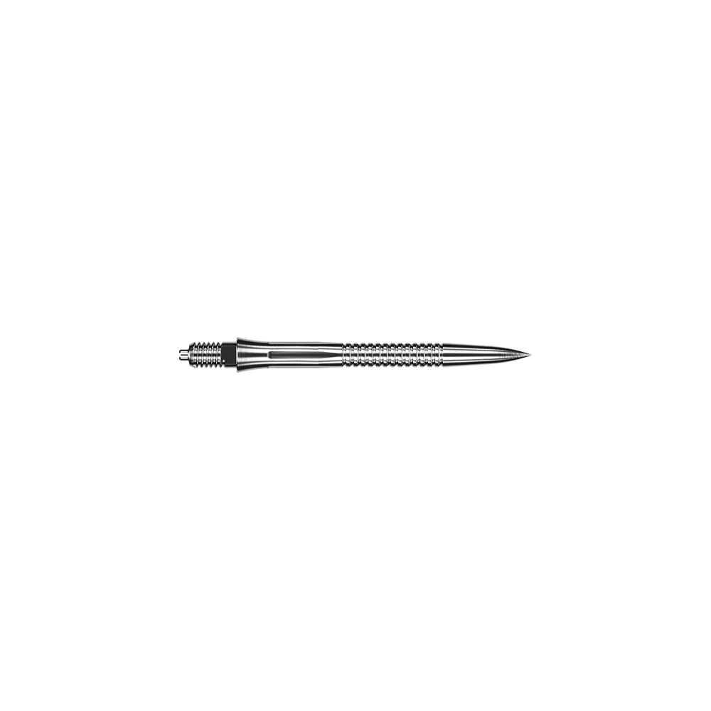 Pointes de fléchettes Caliburn EZ-EVO - Rainurées - Argent Zu sehen sind Dartspitzen mit Rillen im silbernen Design und einer Länge von 28 mm. Diese Dartspitzen sind für präzises Dartspiel gedacht.