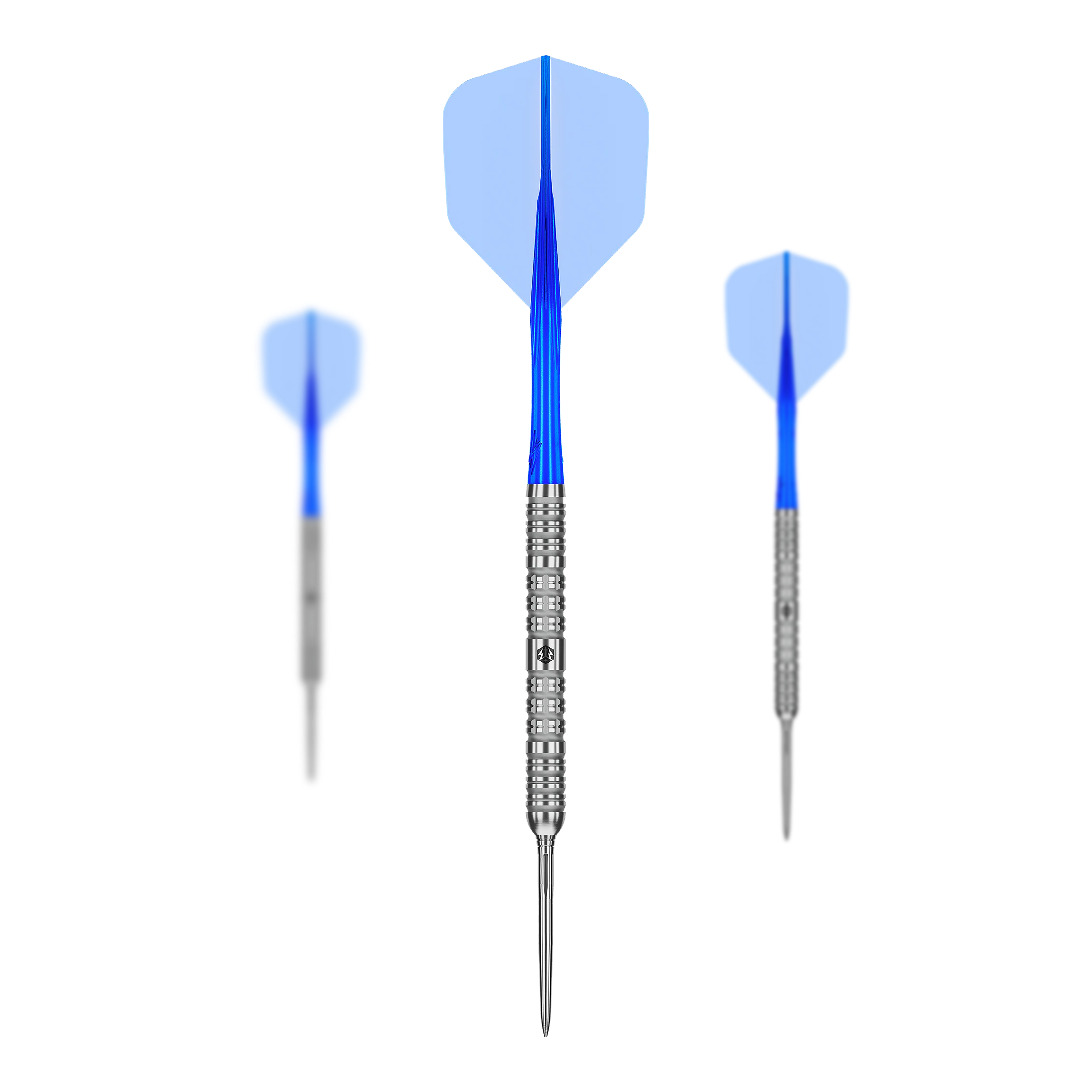 Auf diesem Bild sieht man die Caliburn Rix EZ-EVO R1 Steeldarts im Set. Die Steeldarts sind zusammen angeordnet.