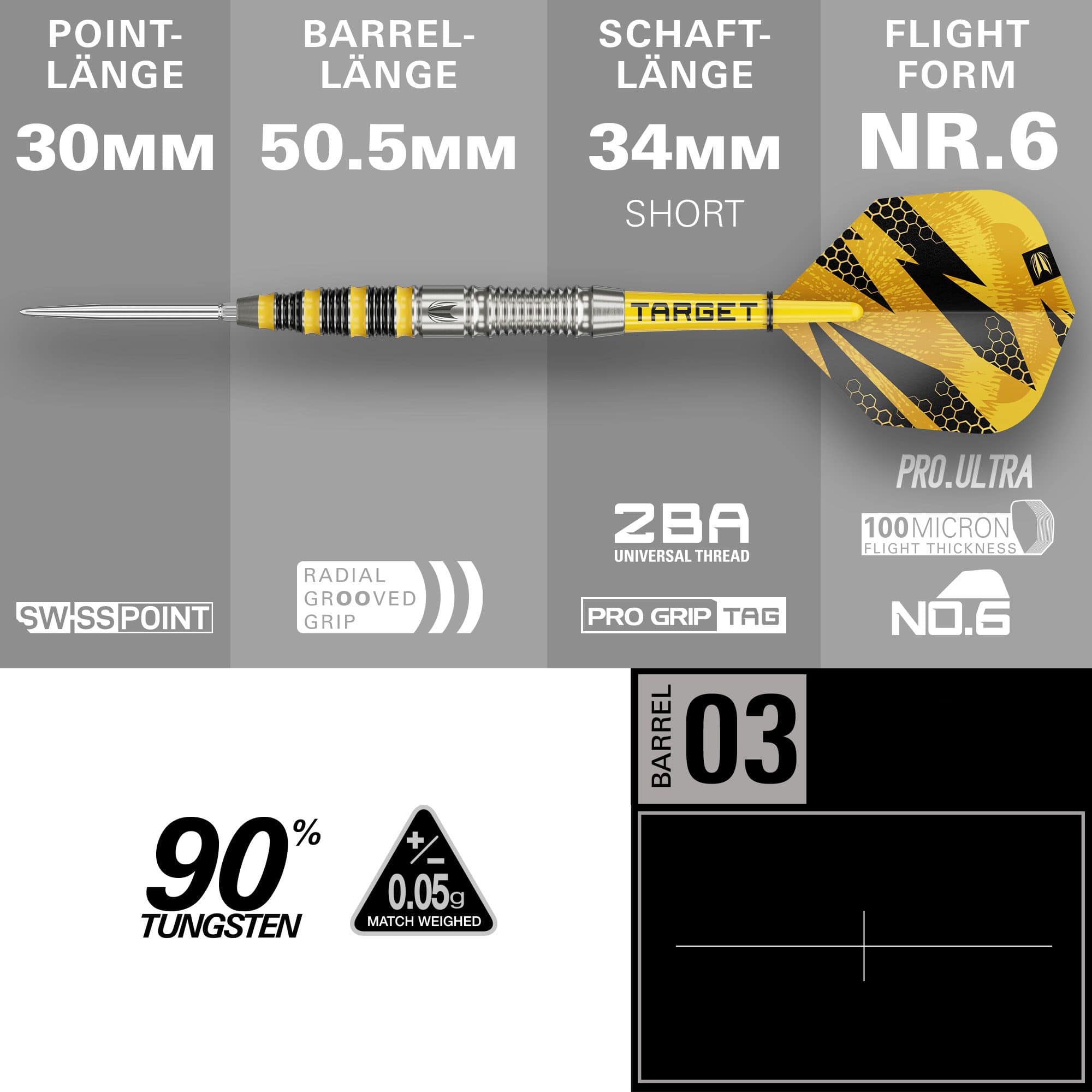 Fléchettes en acier Target Buzz 03 Swiss Points Abgebildet sind Target Buzz 03 Swiss Points Steeldarts. Das Produkt zeichnet sich durch ein elegantes Design aus.