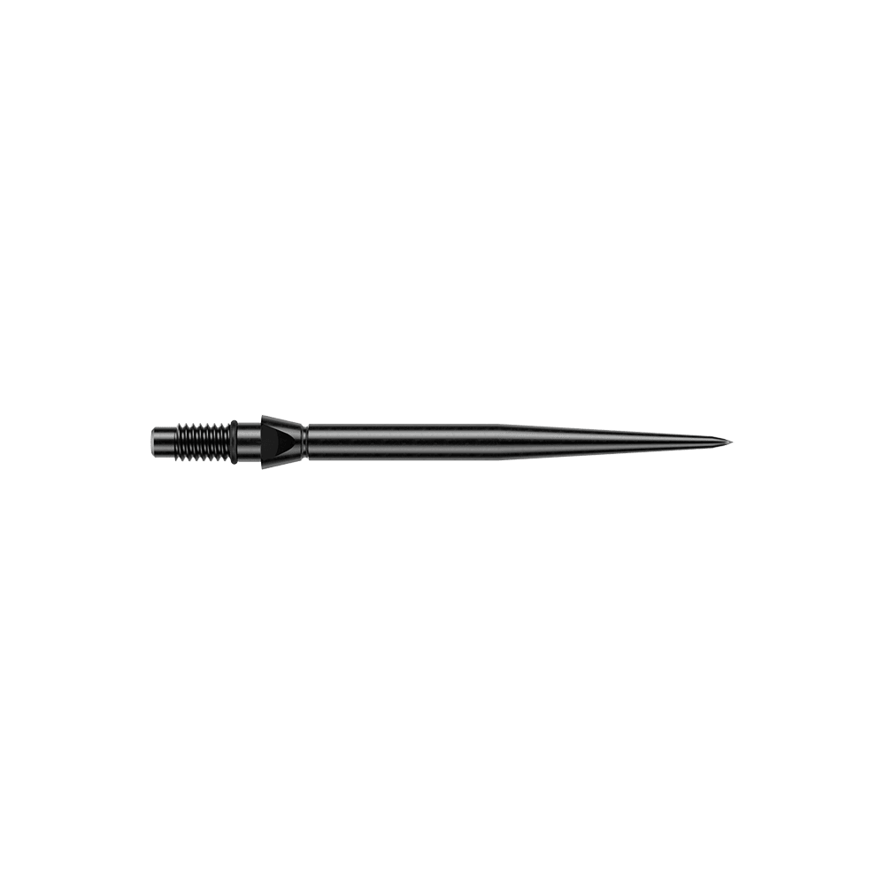 Pointes de fléchettes Winmau Switch Point en acier lisse - Noires Gezeigt wird eine schwarze glatte Steeldartspitze von Winmau. Die Spitze hat eine Länge von 26mm.