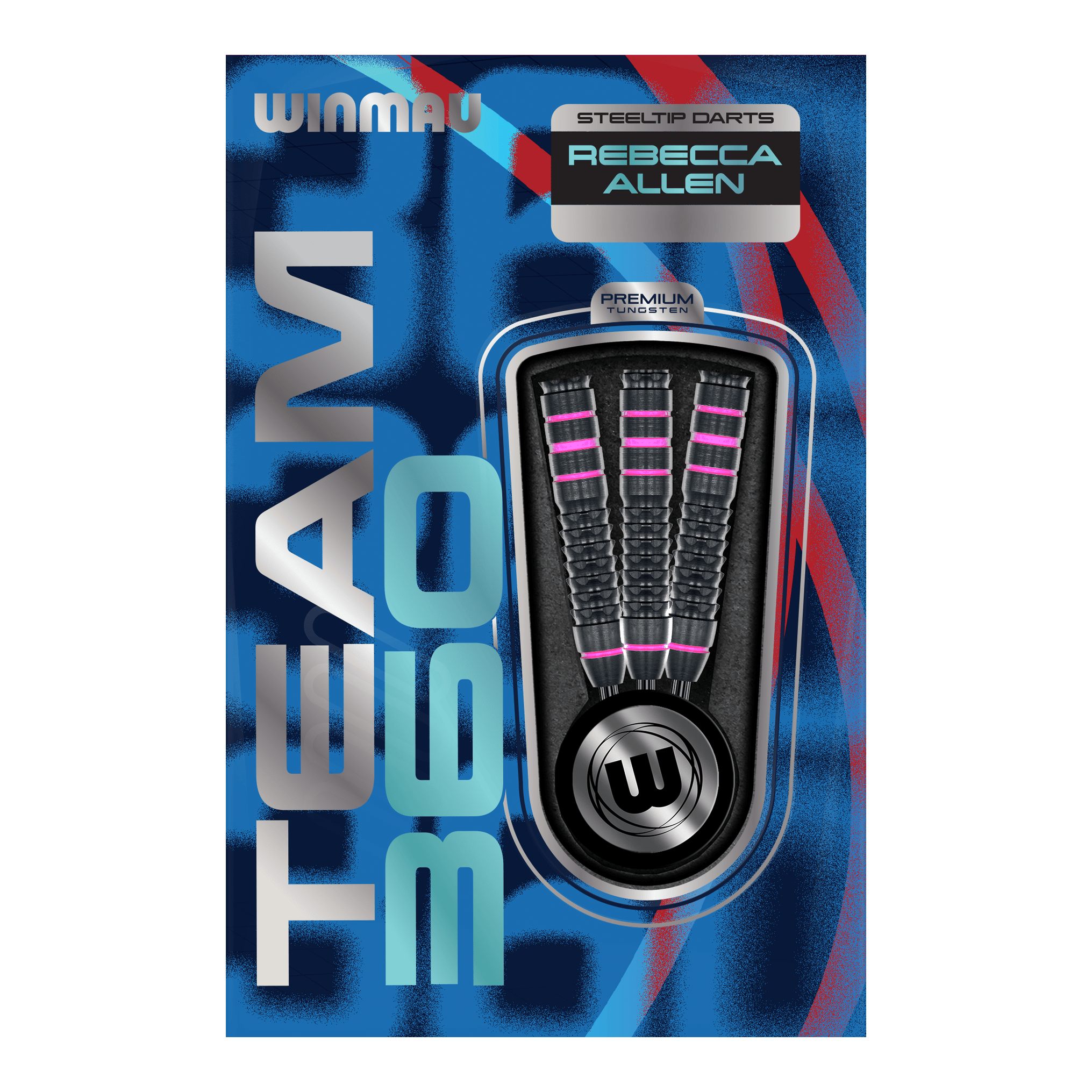 Fléchettes en acier Winmau Team 360 Rebecca Allen - 24 g Abgebildet sind die Winmau Team 360 Rebecca Allen Steeldarts mit 24g. Die Darts sind speziell für Präzision und professionelle Leistung entworfen.