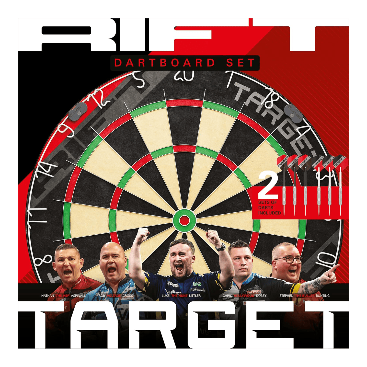 Ensemble de fléchettes en acier Target Rift Dieses Bild zeigt das Target Rift Steeldartboard Set. Das Dartboard Set ist robust und langlebig.