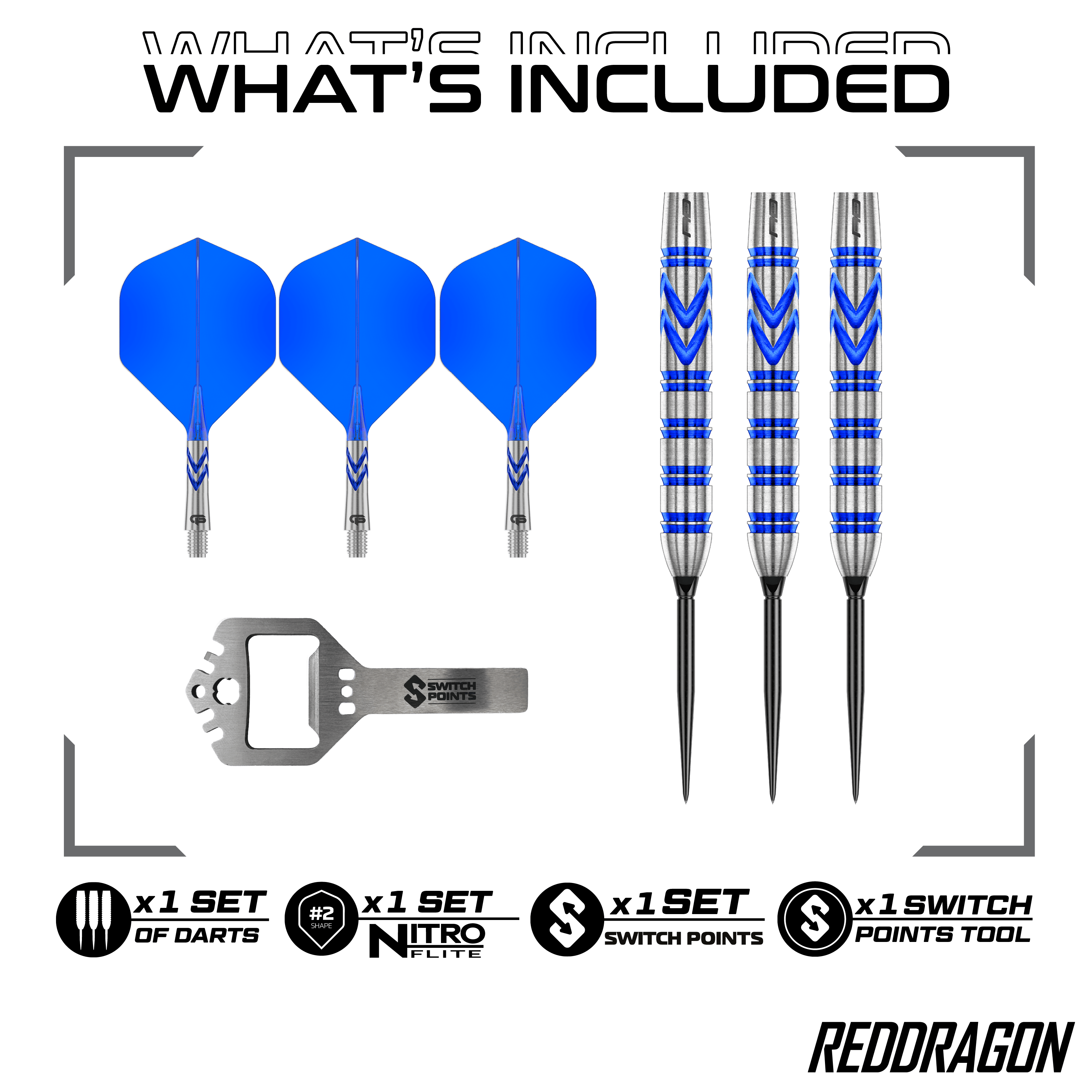 Fléchettes en acier Red Dragon Gerwyn Price Blue Original Switch Point Hier sind die Red Dragon Gerwyn Price Blue Original Switch Point Steeldarts abgebildet. Sie zeichnen sich durch ihr blaues Design und hohe Präzision aus.
