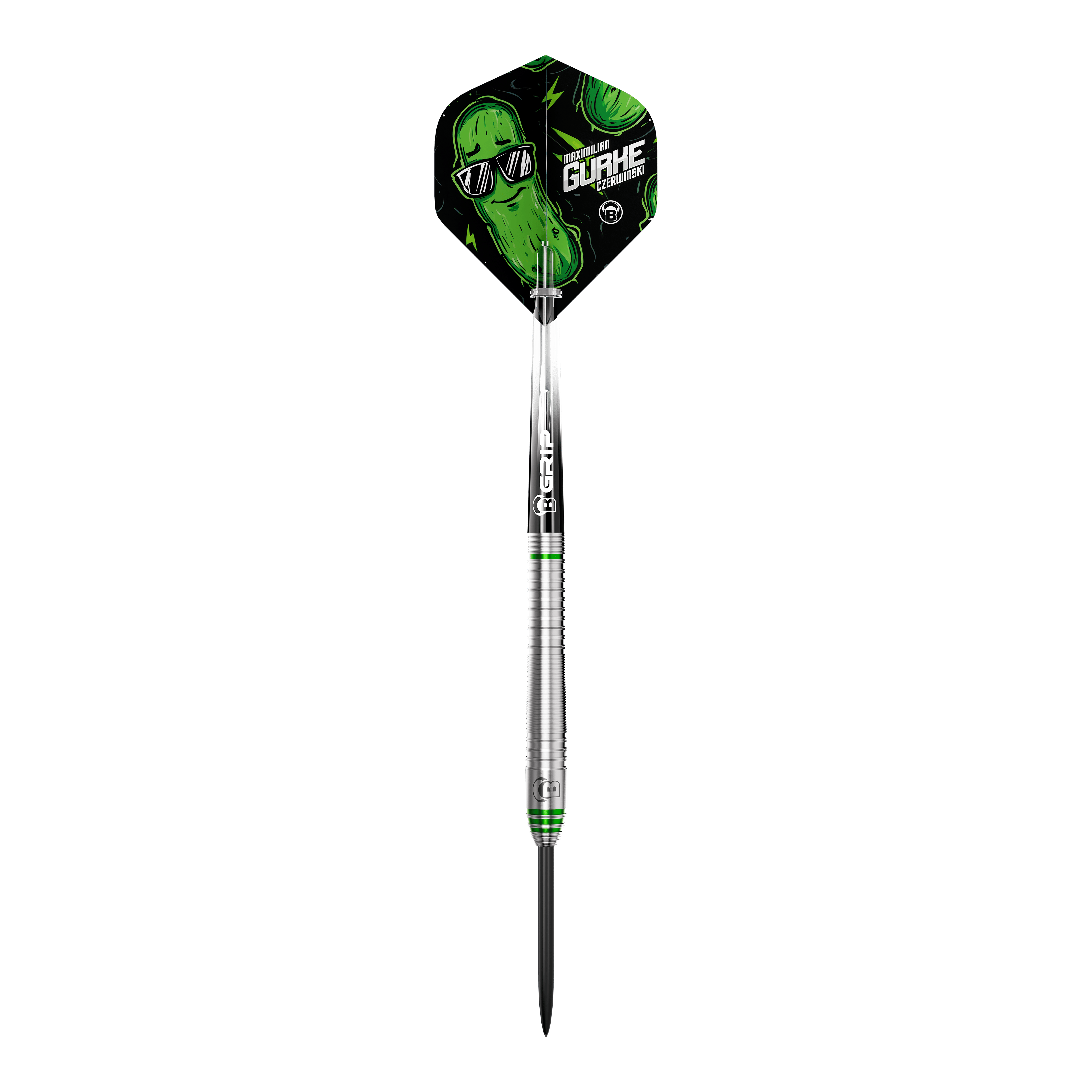 Fléchettes en acier Bulls Max Czerwinski Concombre - 23 g Hier sieht man die Bulls Max Czerwinski Gurke Steeldarts mit 23g. Die Darts zeichnen sich durch ihre besondere Form und Verarbeitung aus.