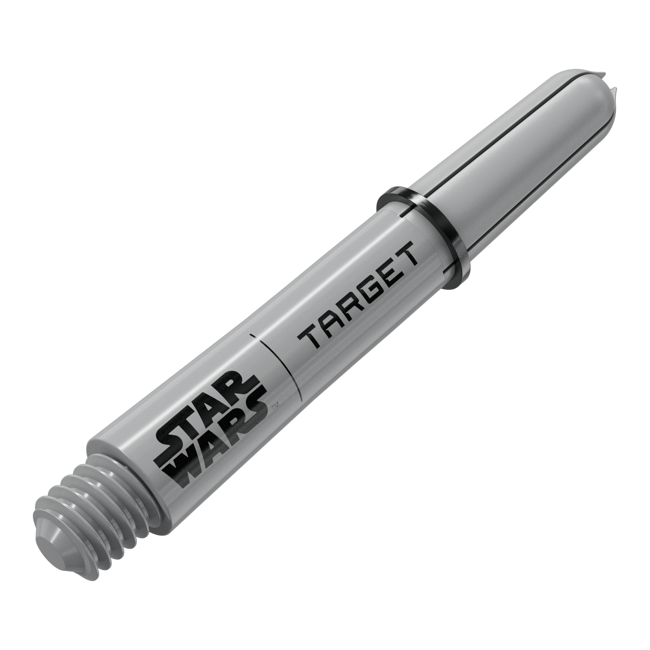 Poignées Target Star Wars ProGrip - Grises Dieses Bild scheint einen Target Star Wars Pro Grip Shaft in Grau, 34 mm zu präsentieren. Es handelt sich um eine weitere Perspektive der kurzen Variante.