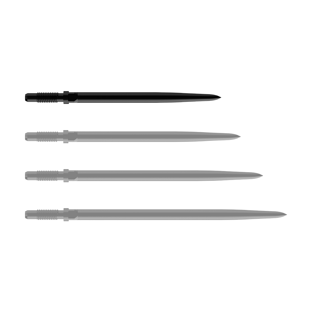 Pointes de fléchettes convertibles Bulls NL - Lisses - Noires Gezeigt sind BullsNL Convertible Points Smooth in Schwarz mit einer Länge von 32 mm. Die Produktspitzen sind einzeln zu sehen.