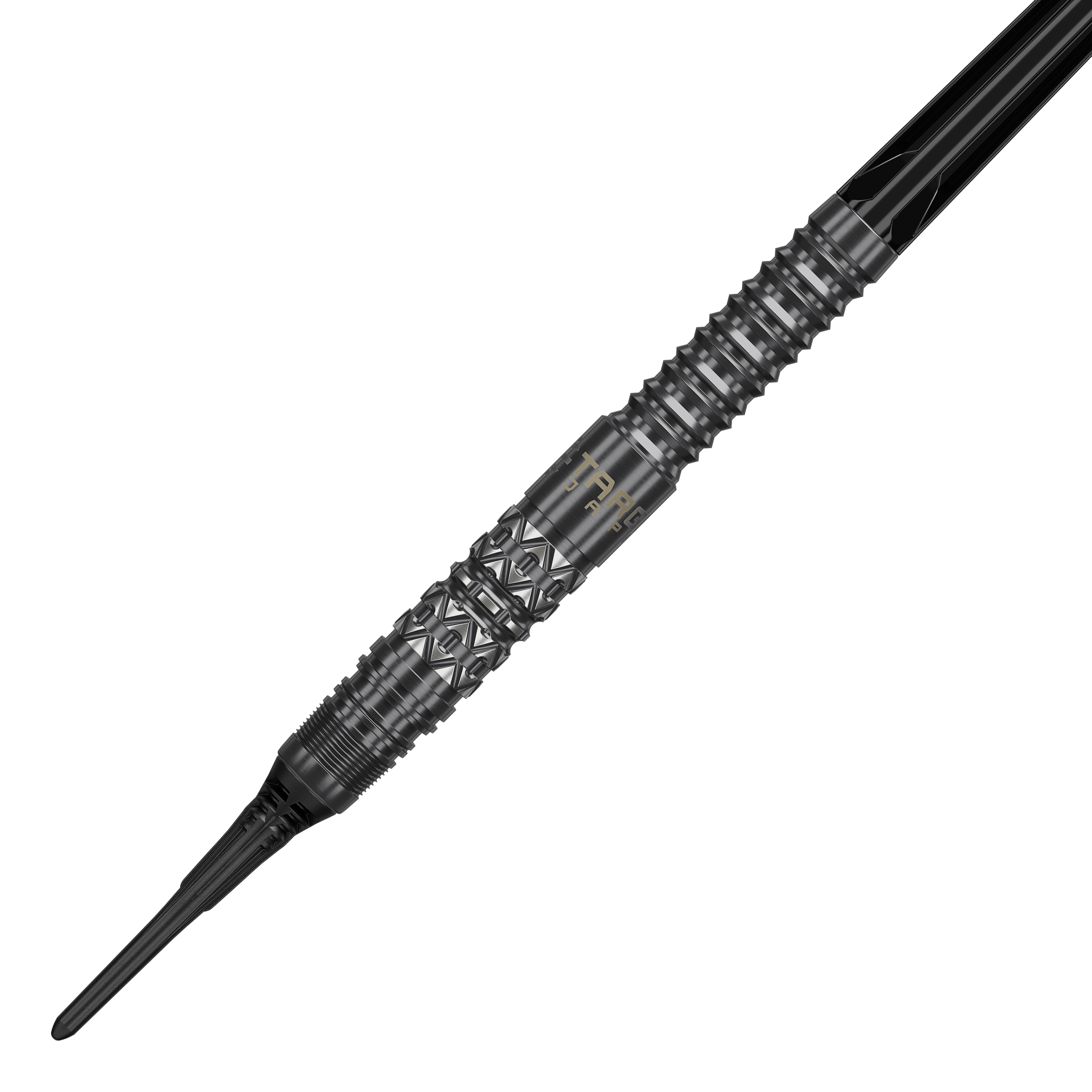 Fléchettes souples Target Black Marque Creed - 21,5 g Hier sieht man die Target Black Marque Creed Softdarts mit 21,5g Gewicht. Die Darts sind schlank gestaltet und modern.