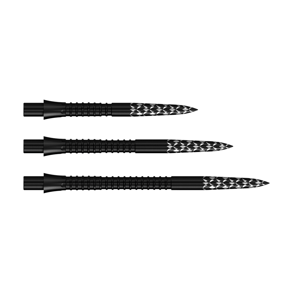 Embouts de fléchettes Mission Caliburn EVO avec logo GV - Noir Das Bild zeigt die Mission Caliburn EVO Dartspitzen GV-Logo in Schwarz. Sie sind mit einem speziellen Logo-Design versehen.