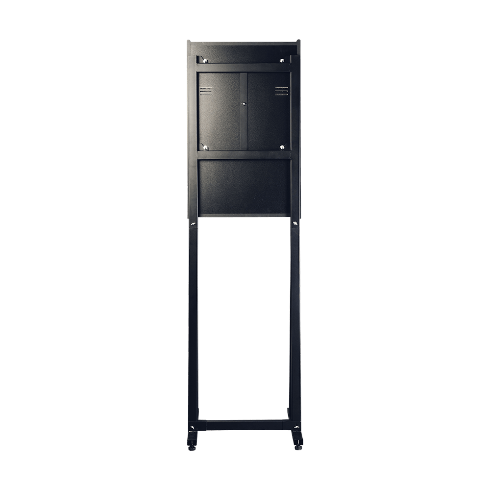 Das Bild zeigt die Rückseite eines Karella E-MASTER Dartautomaten mit Münzeinwurf. Zu sehen ist ein schwarzes, rechteckiges Gehäuse mit verschließbaren Fächern.