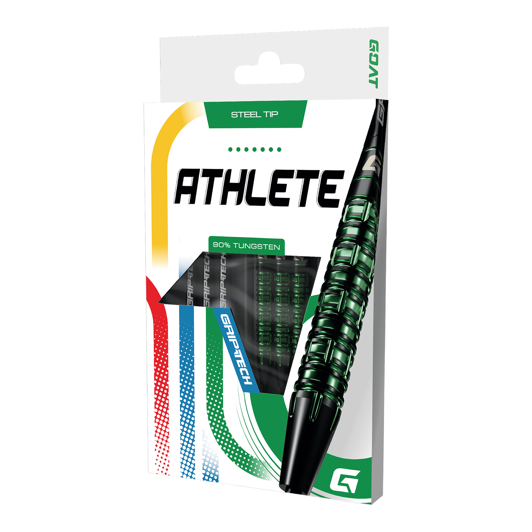 Fléchettes GOAT Athlete en acier tungstène vert Dieses Bild stellt die GOAT Athlete Green Tungsten Steeldarts dar. Die Darts heben sich durch ihr grünes Design hervor.