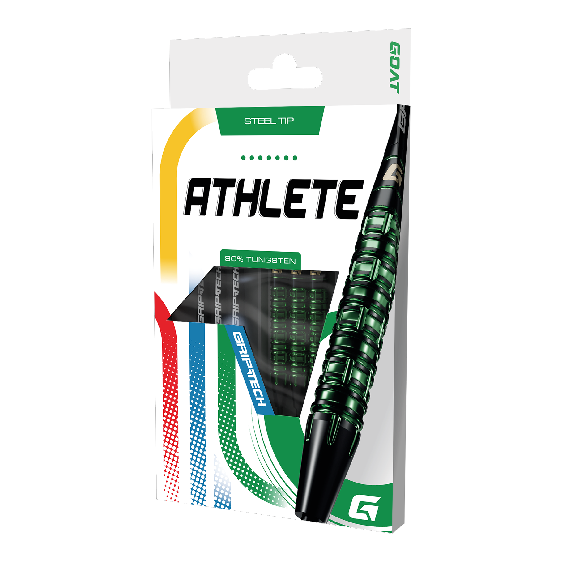 Fléchettes GOAT Athlete en acier tungstène vert Ein GOAT Athlete Tungsten Steeldart ist abgebildet. Er ist für professionelle Spiele geeignet.