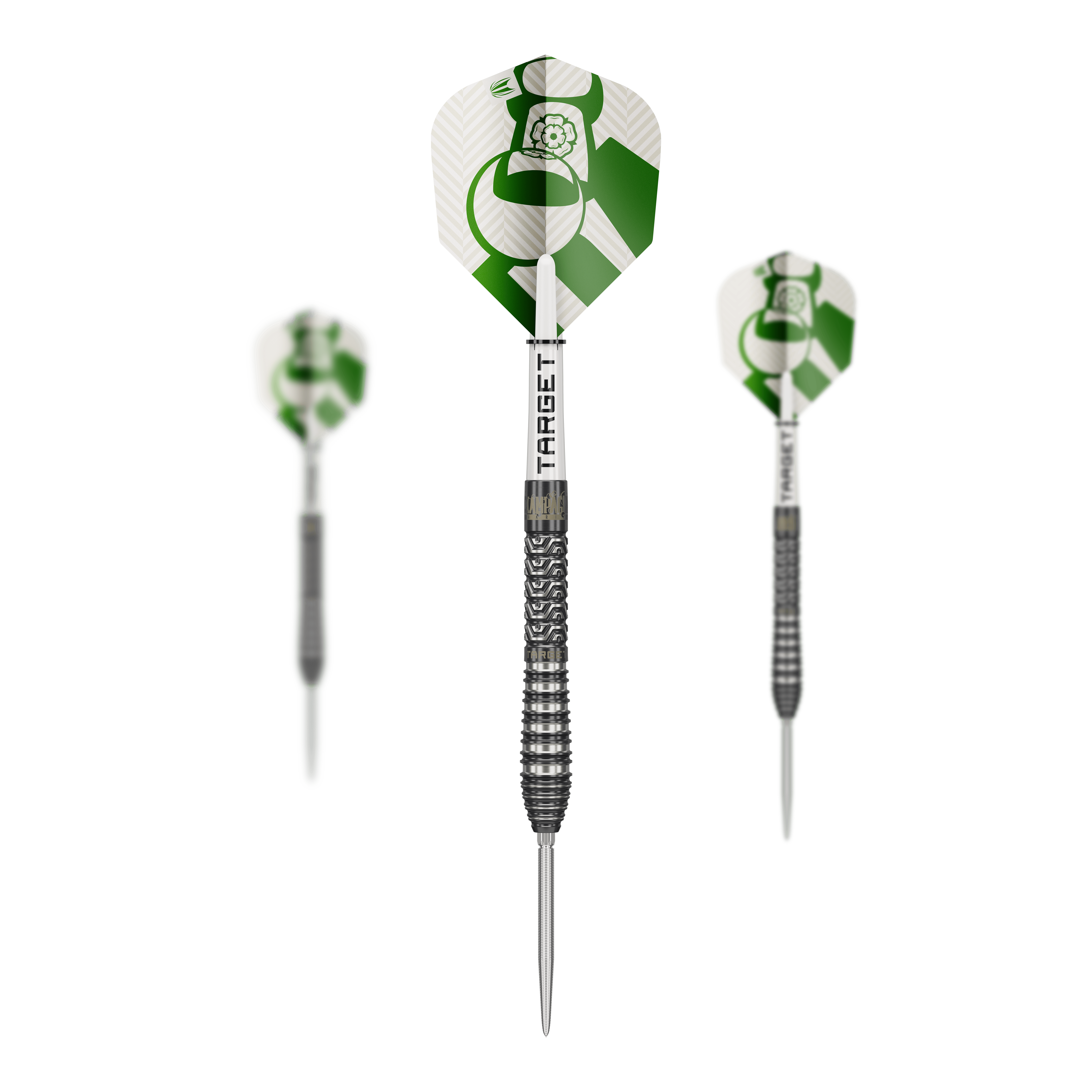 Fléchettes en acier Target Charlie Manby Swiss Points Abgebildet ist das Produkt Target Charlie Manby Swiss Points Steeldarts. Das Bild zeigt ein Set Steeldarts mit spezieller Spitze.