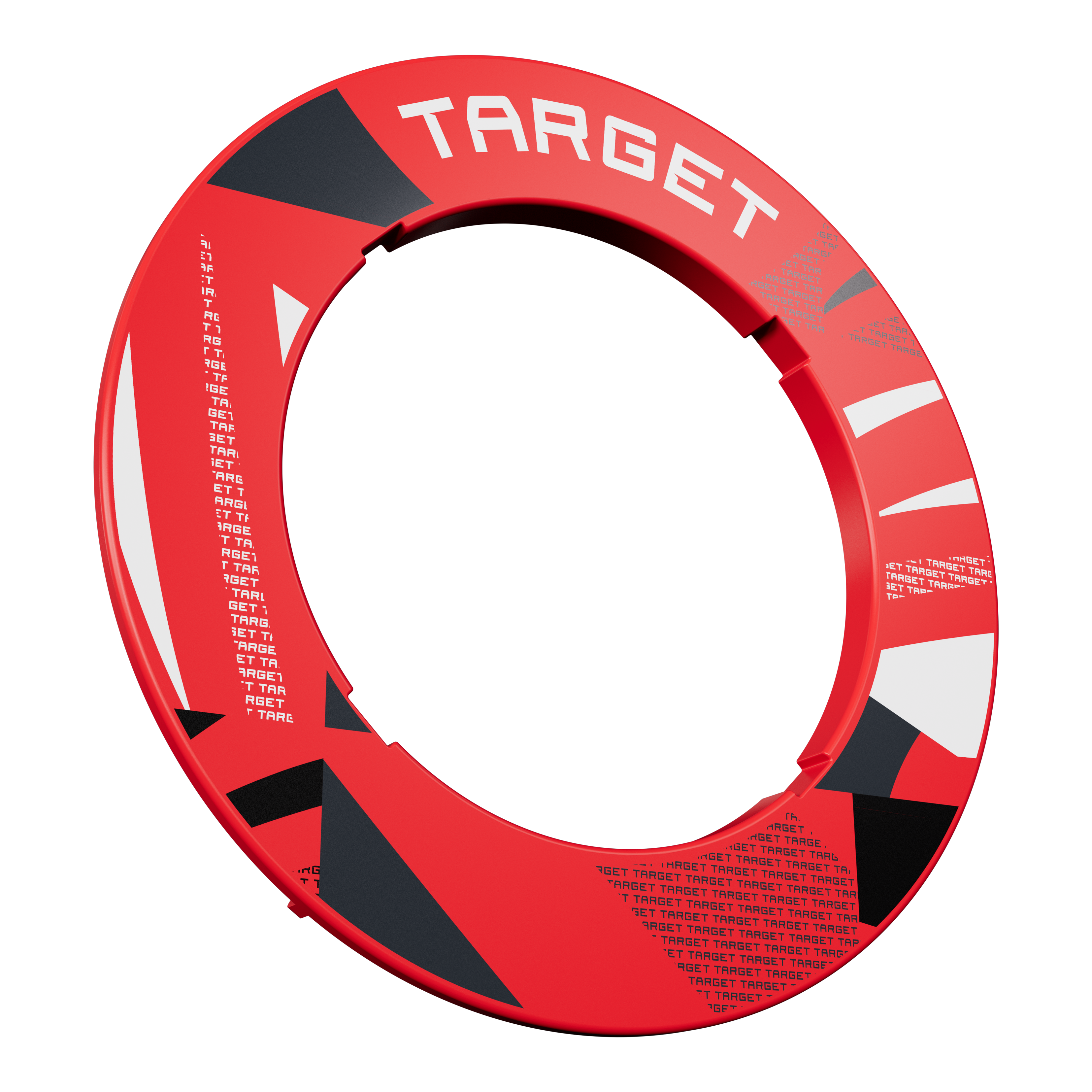 Cadre de cible à motifs crantés Eine rote Dartboard-Umrandung mit Muster ist frontal abgebildet. Die Umrandung wirkt kontrastreich.