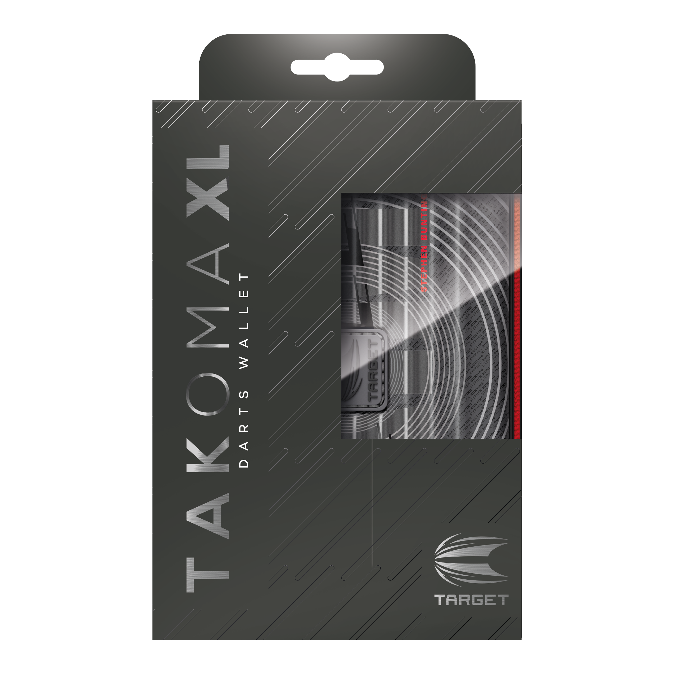 Abgebildet ist das Takoma XL Ghost Series Stephen Bunting Dartcase. Das Dartcase ist ein spezielles Etui zur sicheren Aufbewahrung von Dartpfeilen.