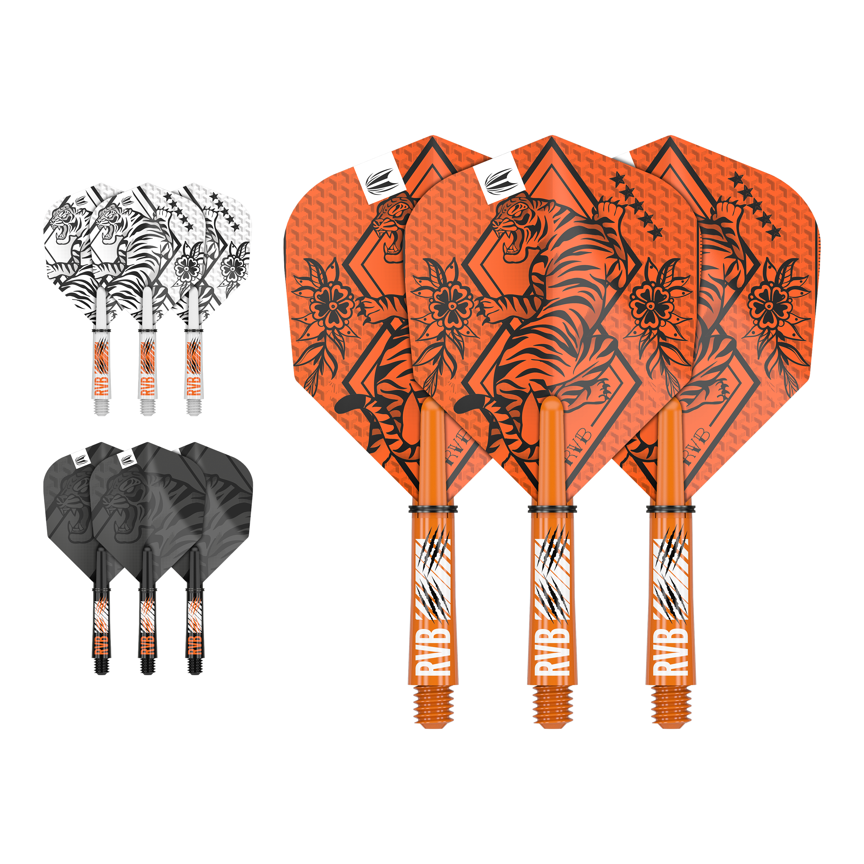 Kit d'arbre de vol Target Ink Raymond Van Barneveld Abgebildet ist ein Flight-Shaft-Kit, vermutlich das Raymond Van Barneveld Modell mit 34 mm Länge. Das Produkt ist ein Dart-Zubehör.