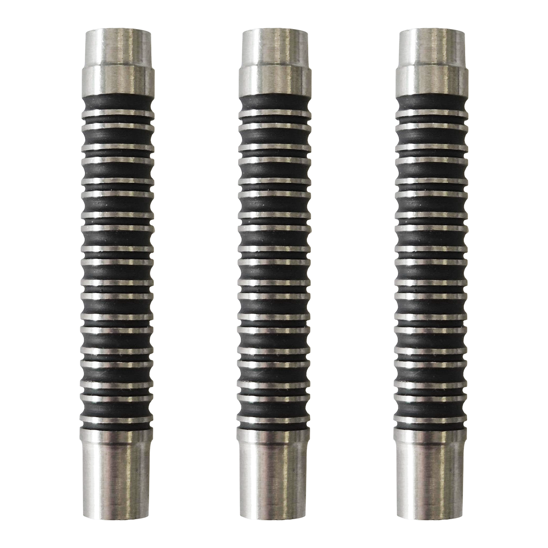 Corps de fléchettes souples McDart Black Ring 2 - 18 g Dargestellt ist ein Set der McDart Black Ring 2 Softdart Barrels - 18g. Das Set zeigt schwarze Dart-Barrels mit Ringen.