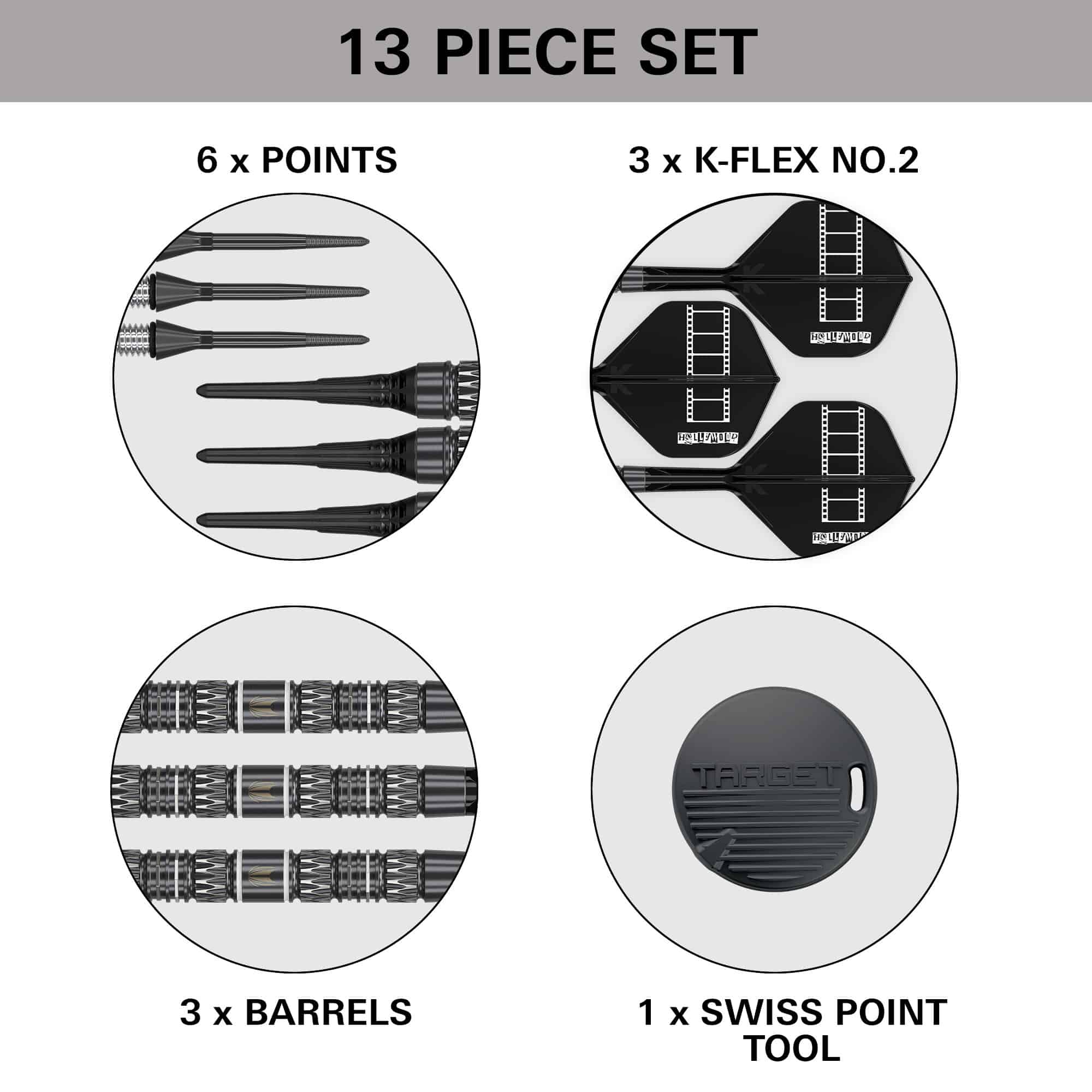 Zu sehen sind Target Chris Dobey 95K Softdarts - 18g. Die Darts sind besonders für präzise Würfe entwickelt worden.