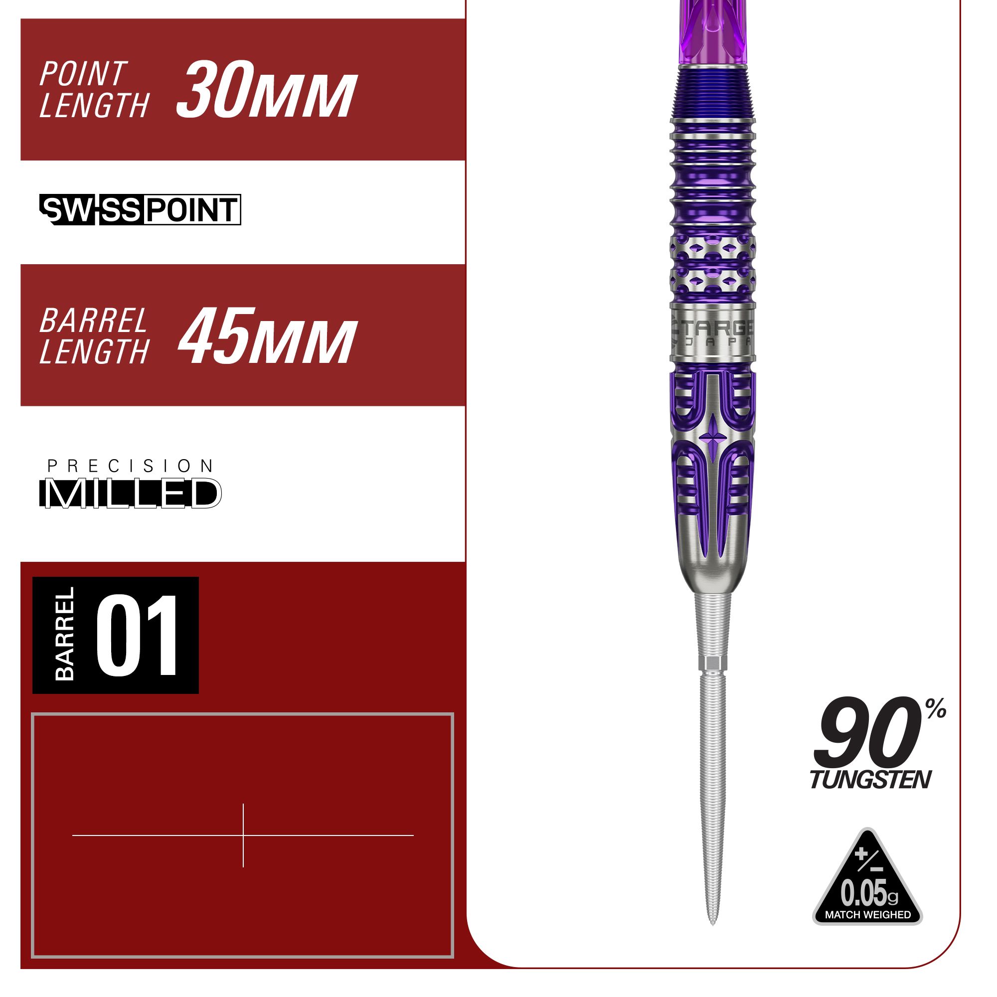 Target Japan Endeavor Kasumi Sato GEN3 Fléchettes en acier à pointe suisse Zu sehen sind die Target Japan Endeavour Kasumi Sato GEN3 Swiss Point Steeldarts. Die Steeldarts werden aus der Seitenansicht präsentiert.
