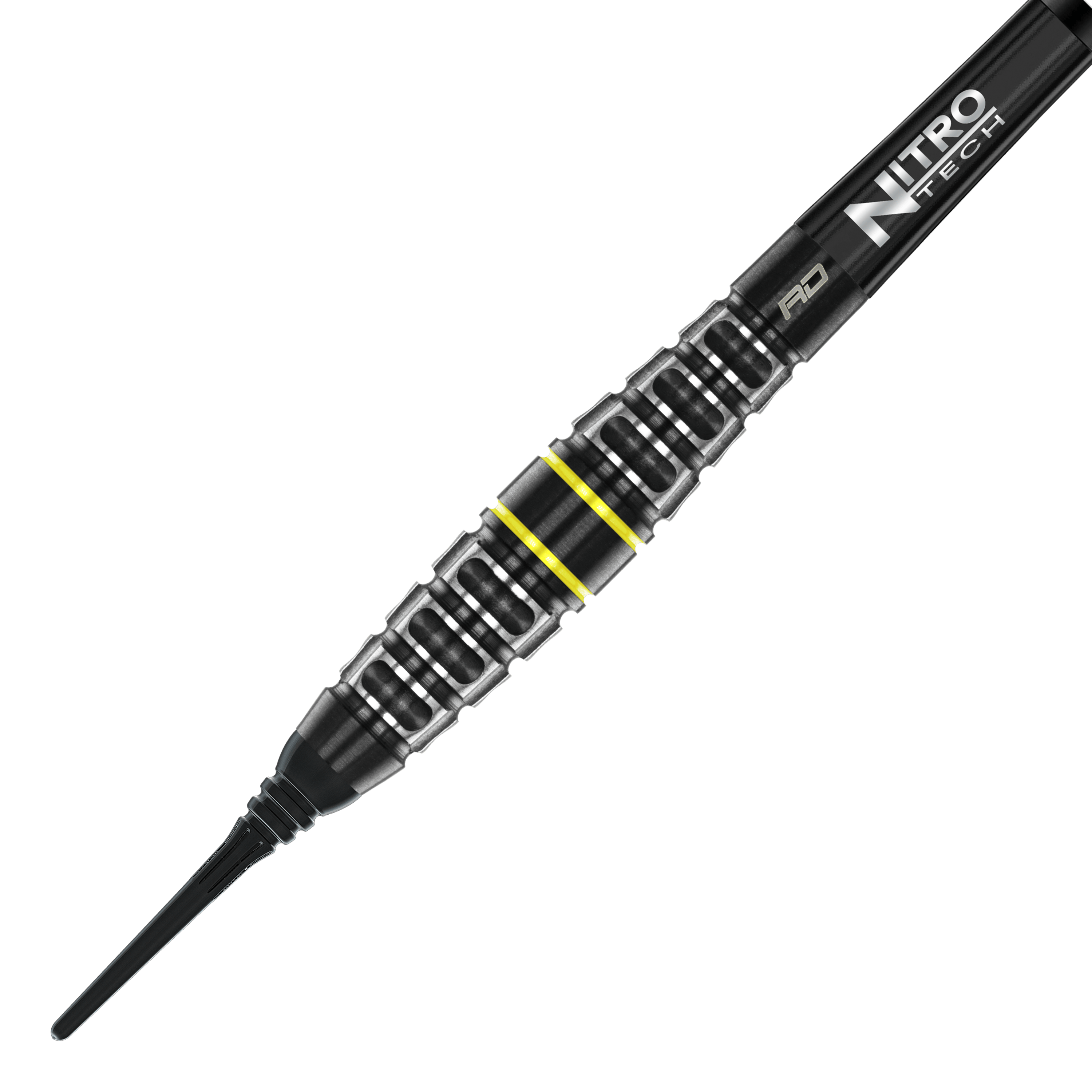 Fléchettes souples Red Dragon Astraeus Q4X Torpedo - 20 g Auf dem Bild ist der Red Dragon Astraeus Q4X Torpedo Softdart mit 20g Gewicht zu sehen. Der Dart hat ein schwarzes Design mit silbernen und gelben Akzenten sowie der Aufschrift "Nitro Tech".