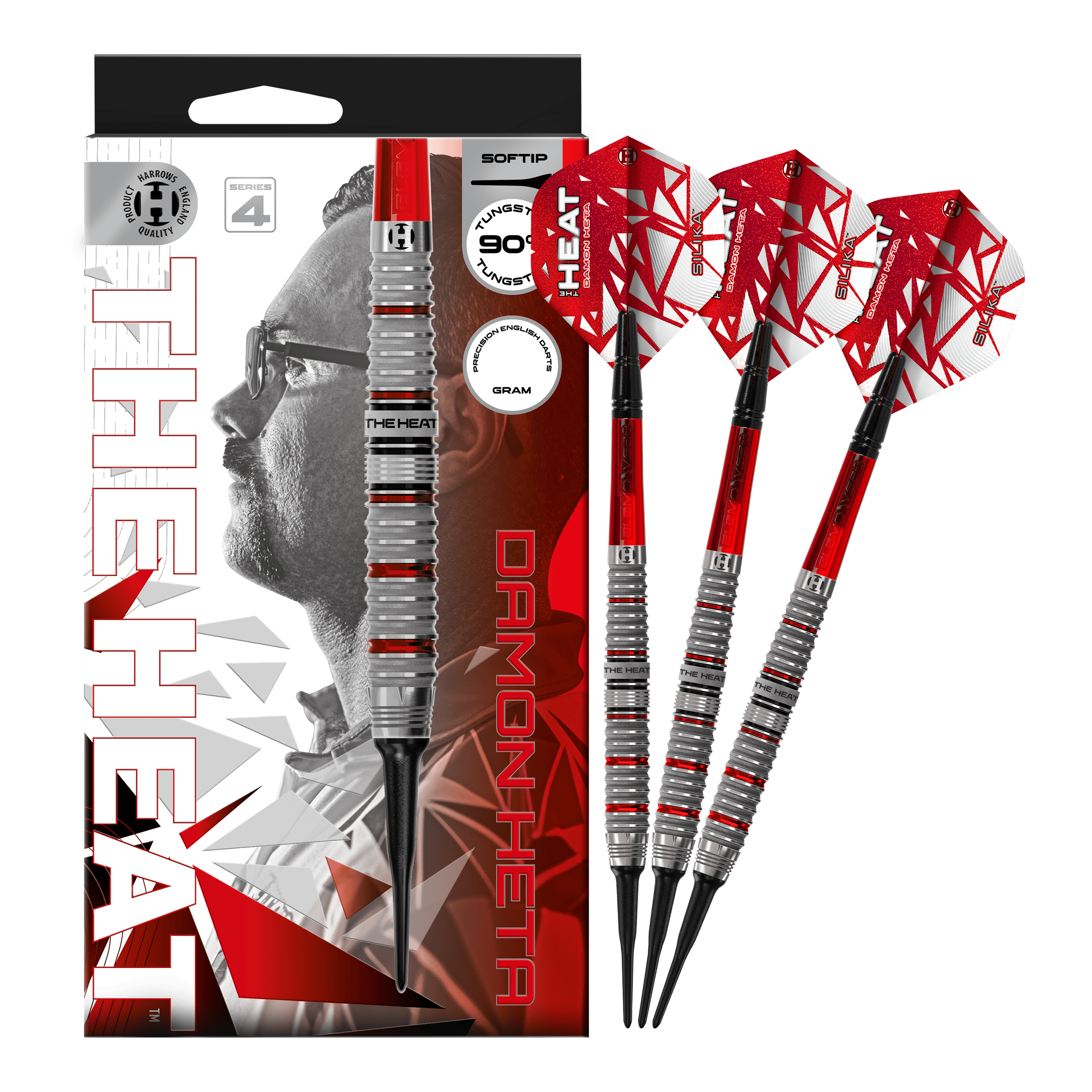 Fléchettes souples Damon Heta Series 4 de Harrow Hier ist das Produkt Harrows Damon Heta Series 4 Softdarts zu sehen. Die Darts zeichnen sich durch ihre hochwertige Verarbeitung aus.