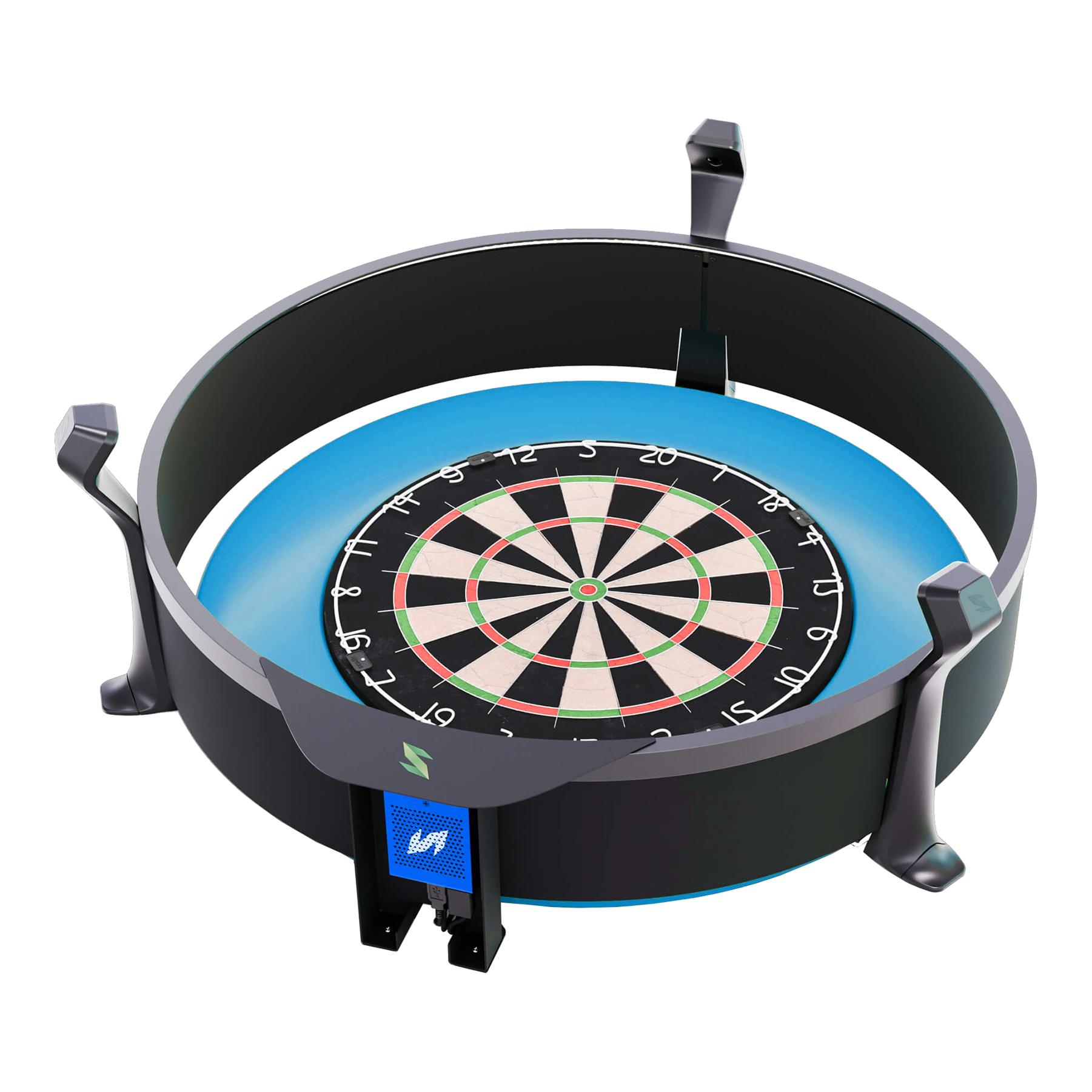 Scolia Home 2 FLEX - Système de notation électronique automatique avec anneau lumineux 2026 Das Bild zeigt das Produkt "Scolia Home 2 FLEX – Electronic Score System mit Beleuchtungsring". Es handelt sich um ein elektronisches Punktesystem für Dartboards mit integriertem LED-Leuchtring.