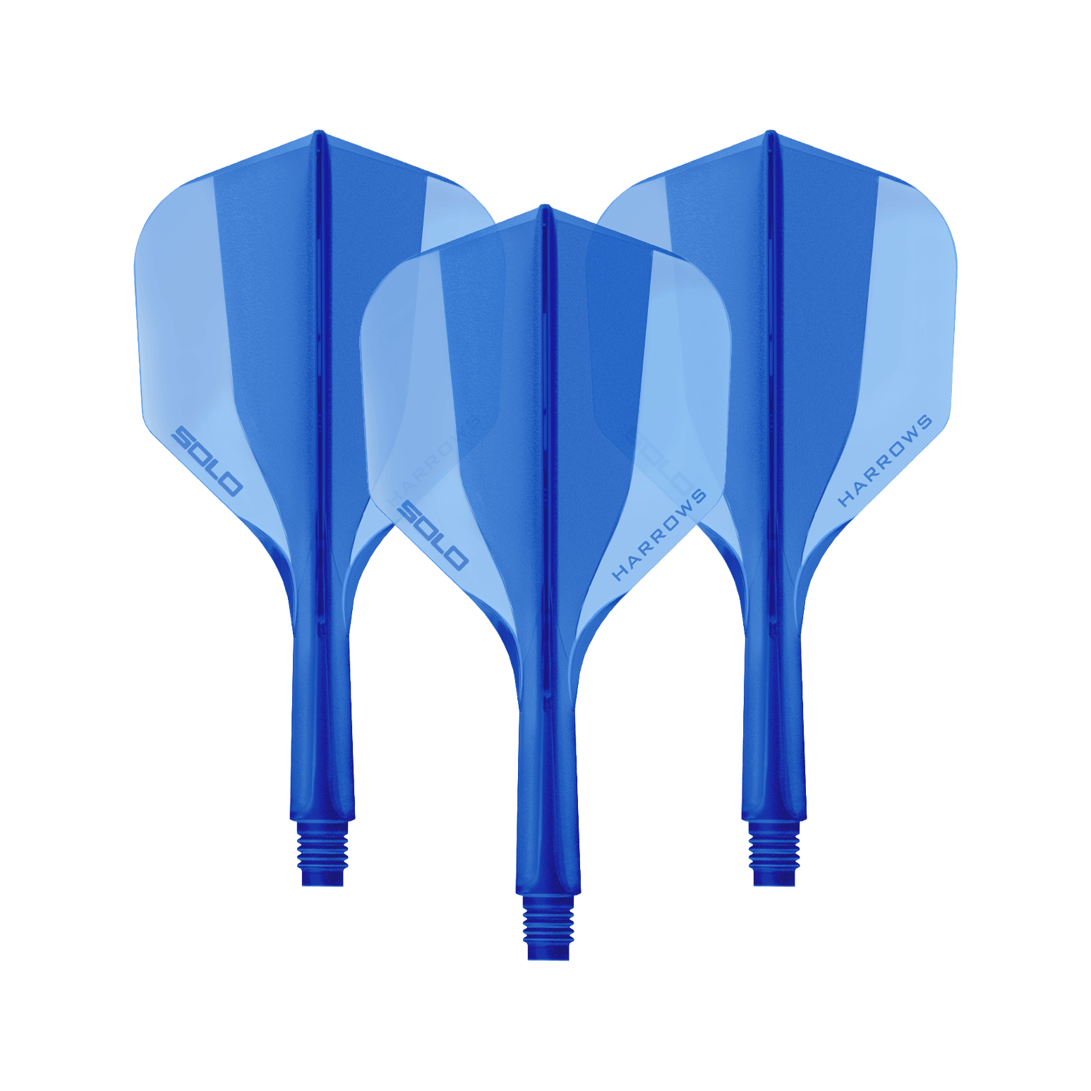 Système de flèche Harrows Solo No6 - Bleu Das Bild zeigt ein Harrows Solo No6 Flight Shaft System in Blau, 20mm, als Set. Es handelt sich um Zubehör für Dartpfeile.
