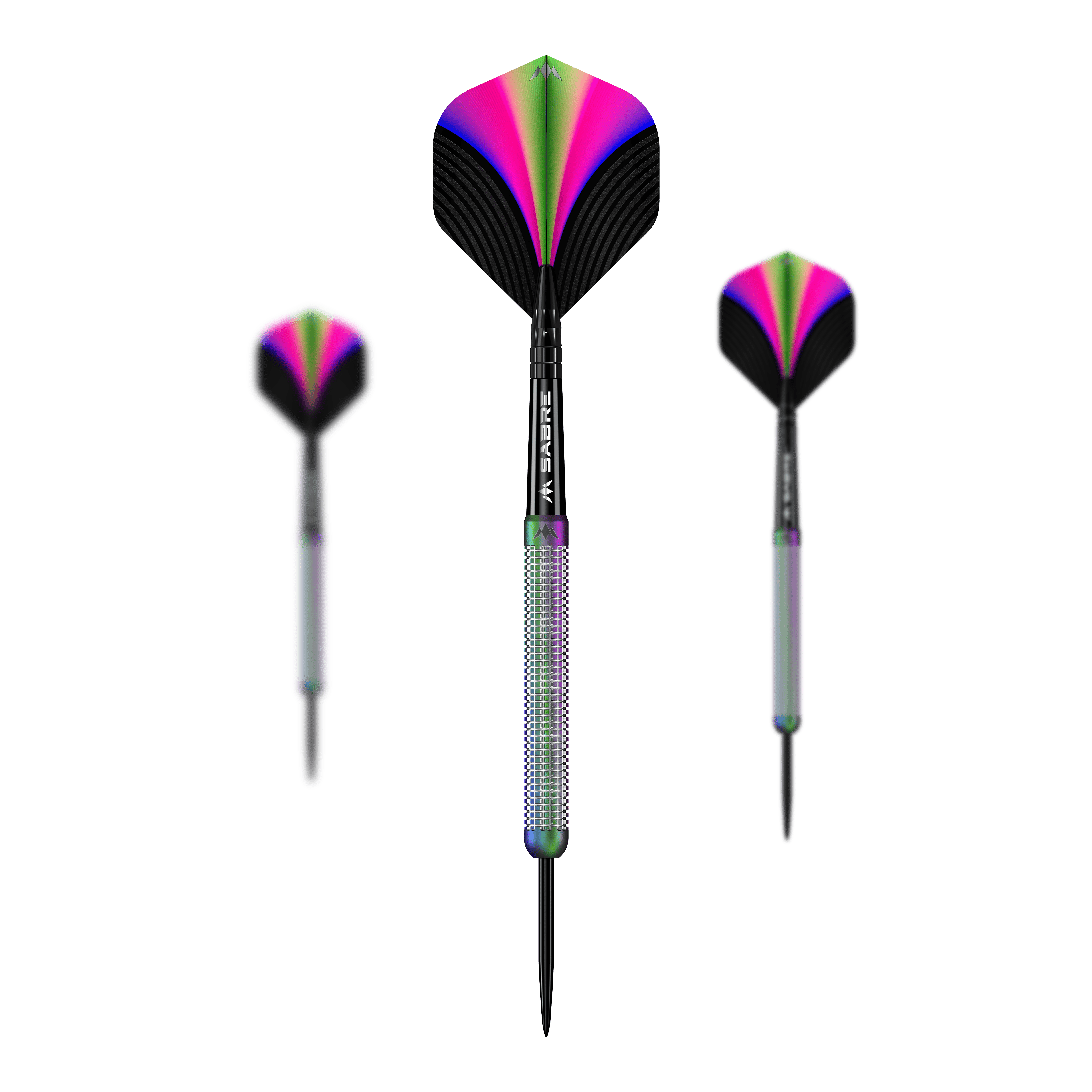 Fléchettes Mission Aurora Coral en acier PVD - 23 g Das Produkt Mission Aurora Coral PVD Steeldarts - 23g ist als Set zu sehen. Die Barrels haben ein besonderes Muster.