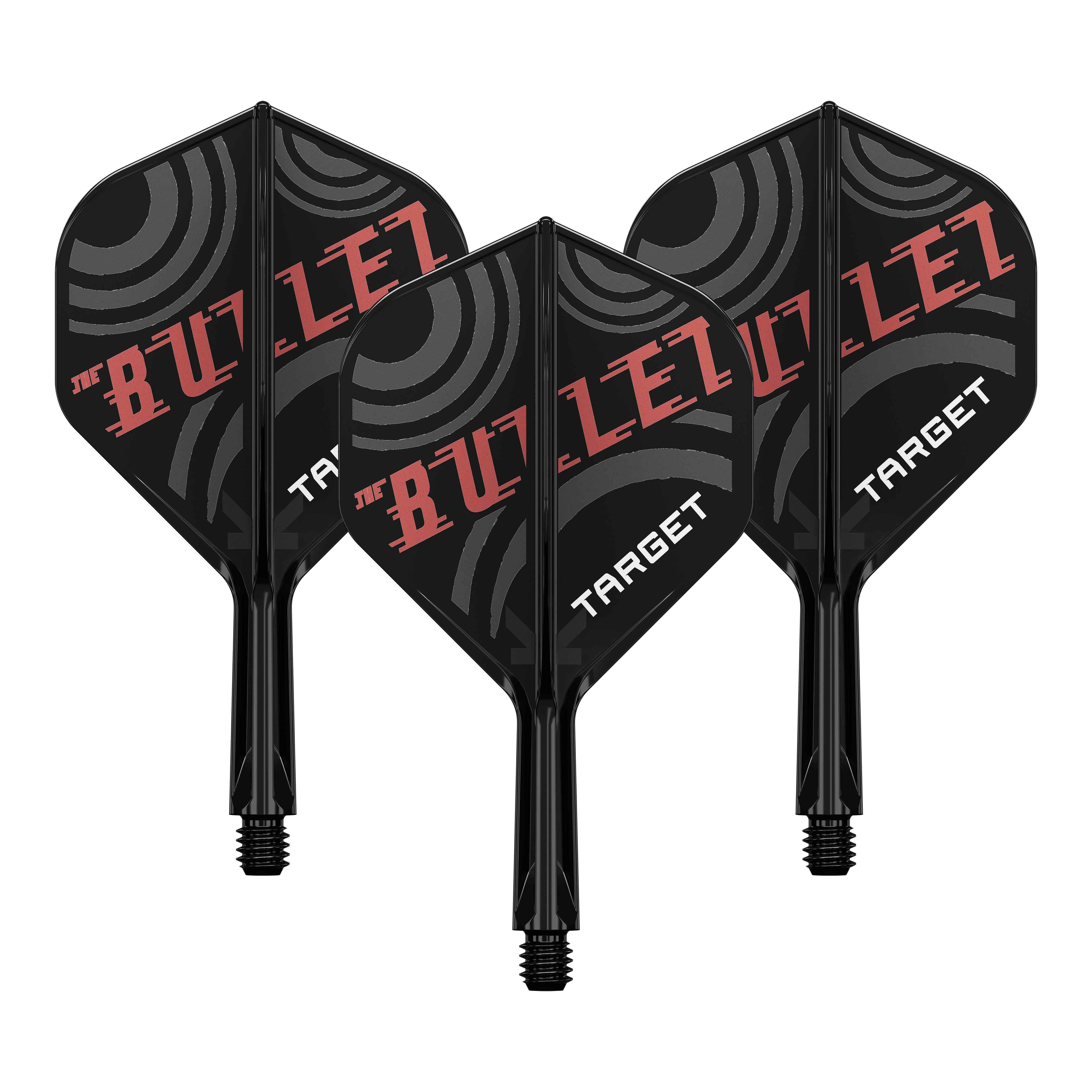Système de flèche standard Target K-Flex Stephen Bunting n° 2 Bild zeigt ein Dart-Flight Set mit der Bezeichnung 'Target K-Flex Stephen Bunting No2 Standard Flights 19mm 1Set'. Es ist ein Zubehör für Dartscheiben und Spieler.
