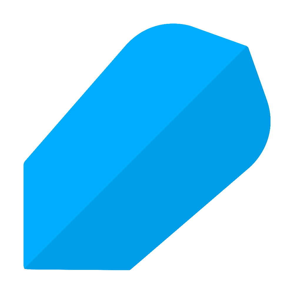 Vols fins Poly-Plain bleus Dies ist ein blauer Poly-Plain Slim Flight. Der Flight ist für Dartpfeile und hat eine schlanke Form.