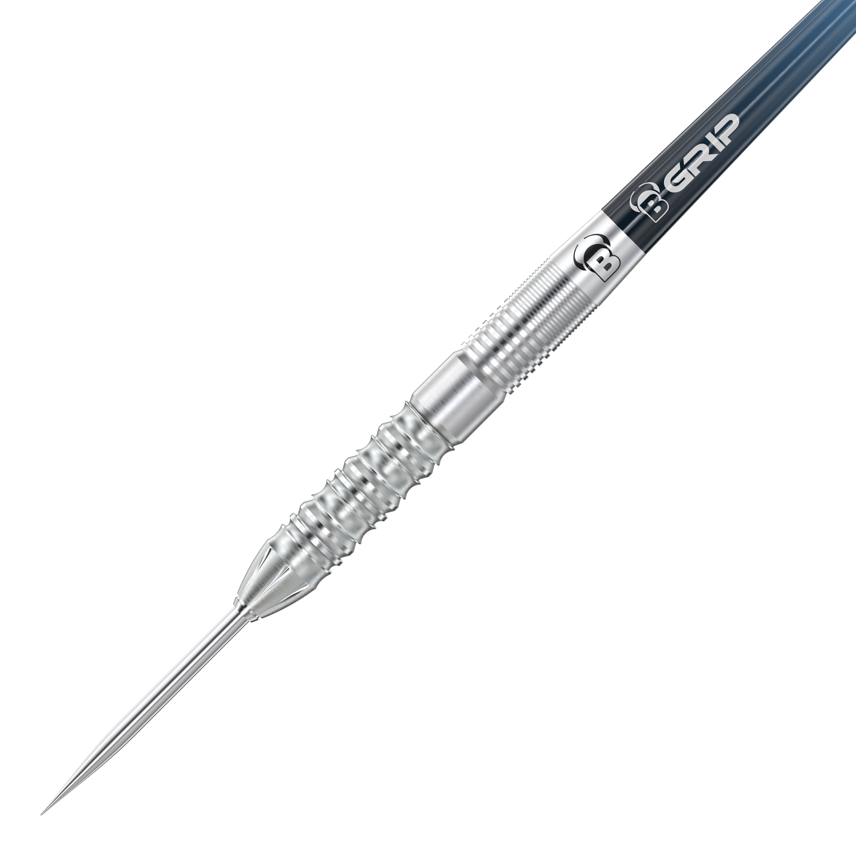 Fléchettes en acier Bulls Stone S2 Das Bild zeigt einen Bulls Stone S2 Steeldart. Der Dart besteht aus silbernem Metall mit einer geriffelten Griffzone für besseren Halt.