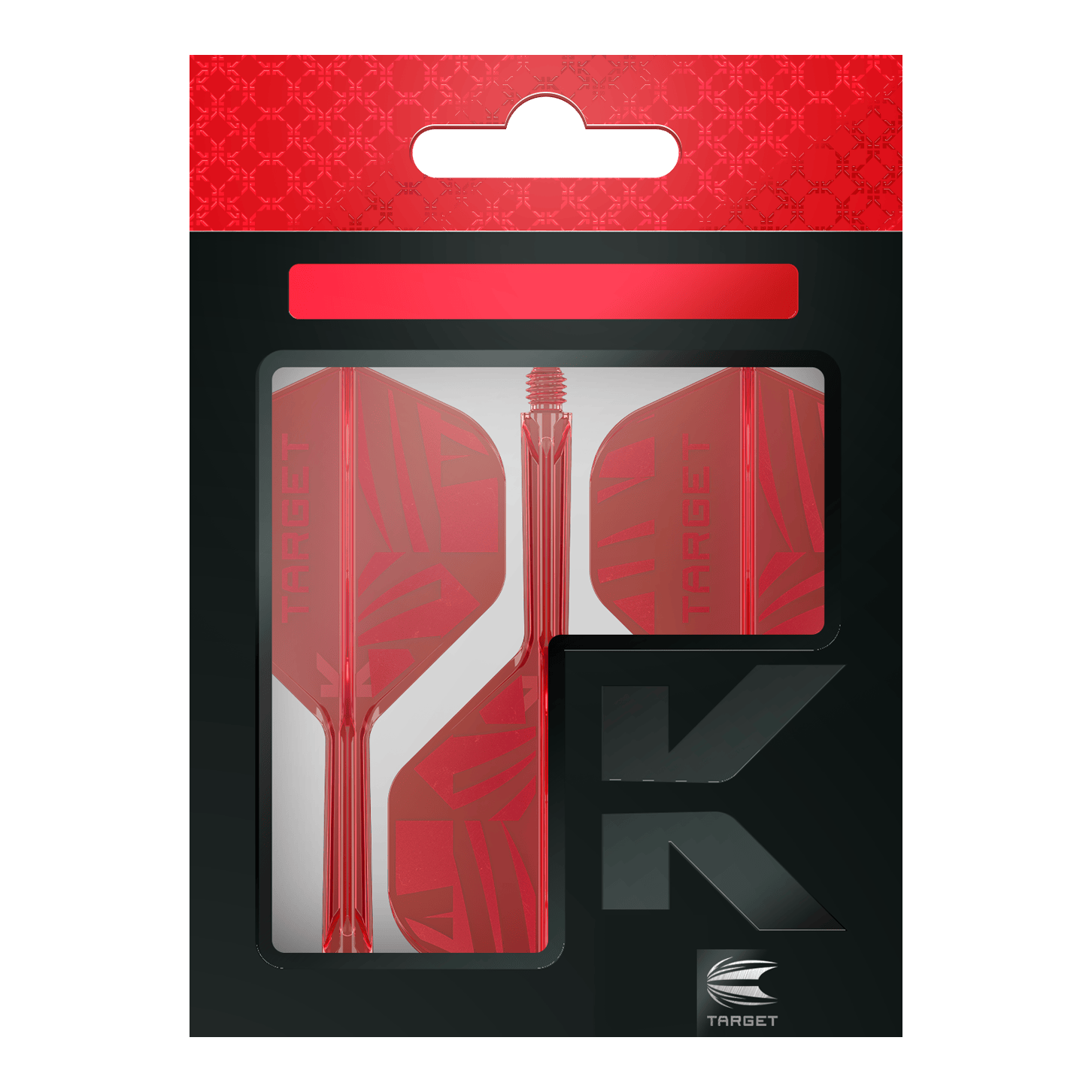 Ailettes standard Target K-Flex rouges n° 2 Die Target K-Flex Red No2 Standard Flights werden gezeigt. Es handelt sich um rote Dartflights im Standardformat.