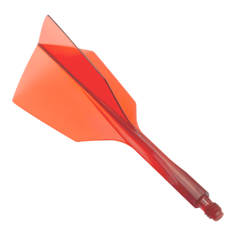 Condor Ax 120 Flight System Rouge Transparent - Étroit Das Bild zeigt ein rotes Dartflight-System mit schmalem Design. Es handelt sich um das Produkt "Condor Axe 120 Flight-System Clear Red - Narrow".