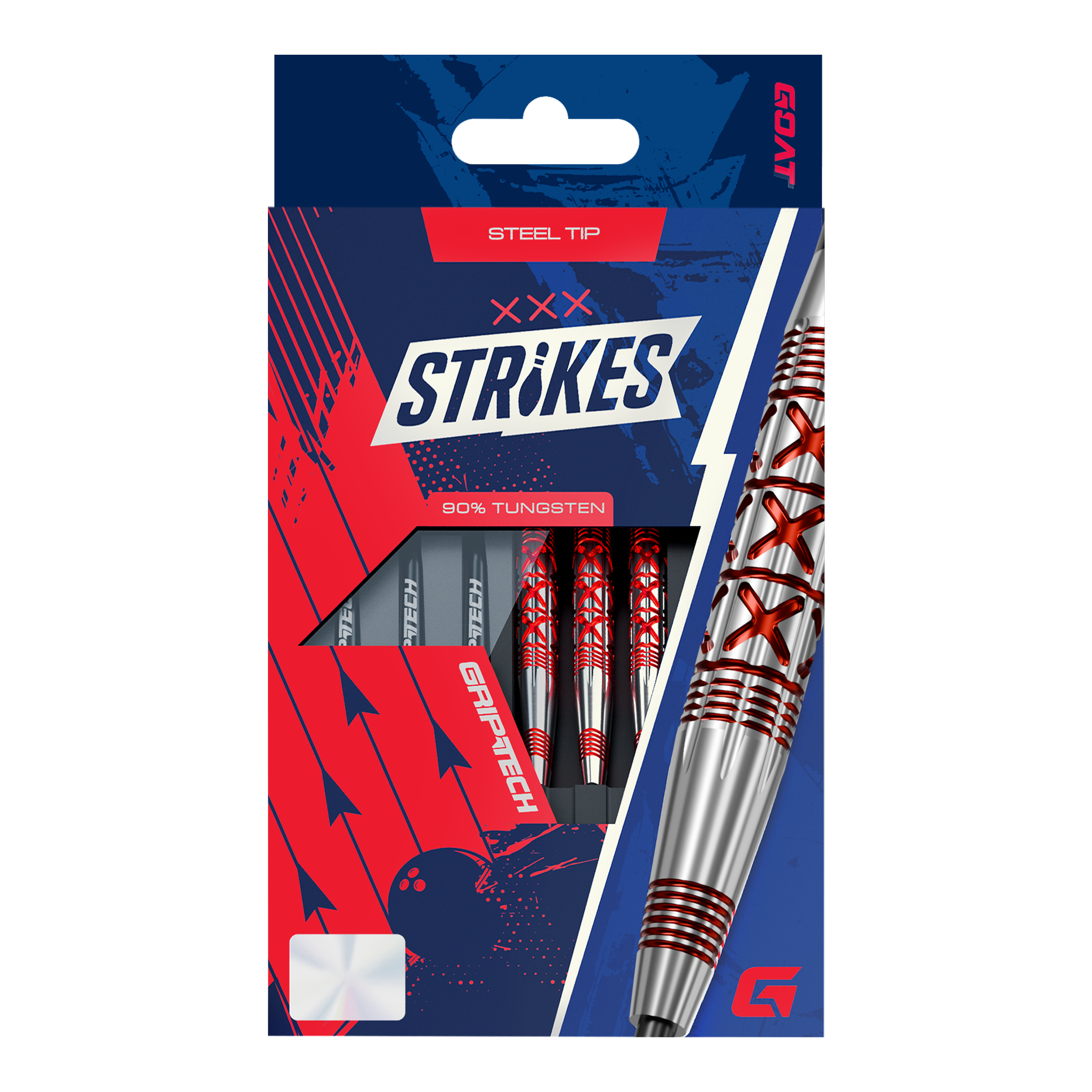 GOAT frappe des fléchettes en acier Hier ist das Produkt GOAT Strikes Steeldarts abgebildet. Die Steeldarts sind hochwertig verarbeitet und für Dartspieler geeignet.