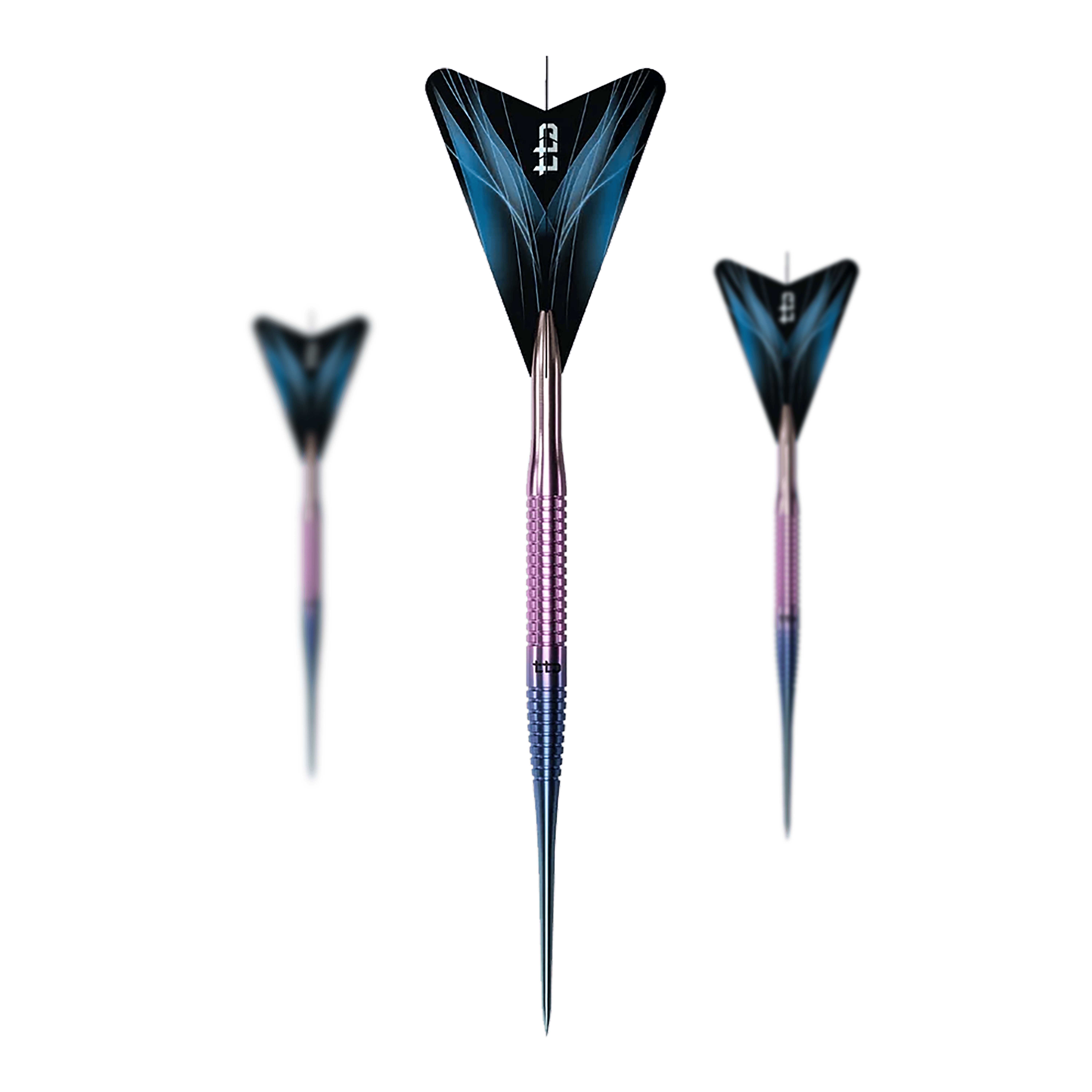 Caliburn TTD Complete Titanium T3 Rainbow Steeldarts - 7 g Caliburn TTD Complete Titanium T3 Rainbow Steeldarts - 7g. Gezeigt wird ein Set aus bunten Steeldartpfeilen aus Titan.