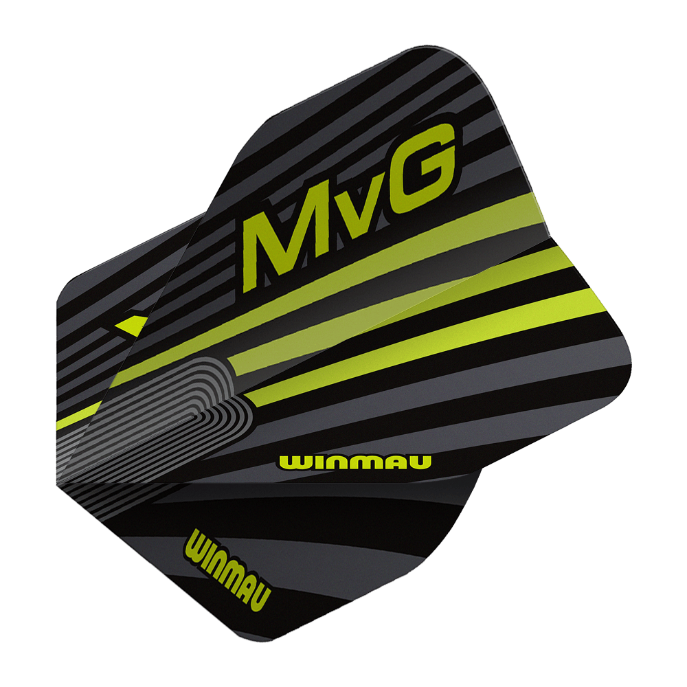Vols standard Winmau Prism Delta MvG Gris Vert n° 2 Das Bild zeigt die Winmau Prism Delta MvG Grey Green No2 Standard Flights. Es handelt sich um Dart-Flights in Grau und Grün.